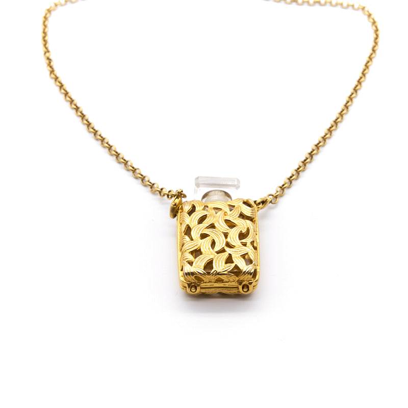 Chanel Vintage CC Logos Gold Chain Perfume Pendant Necklace