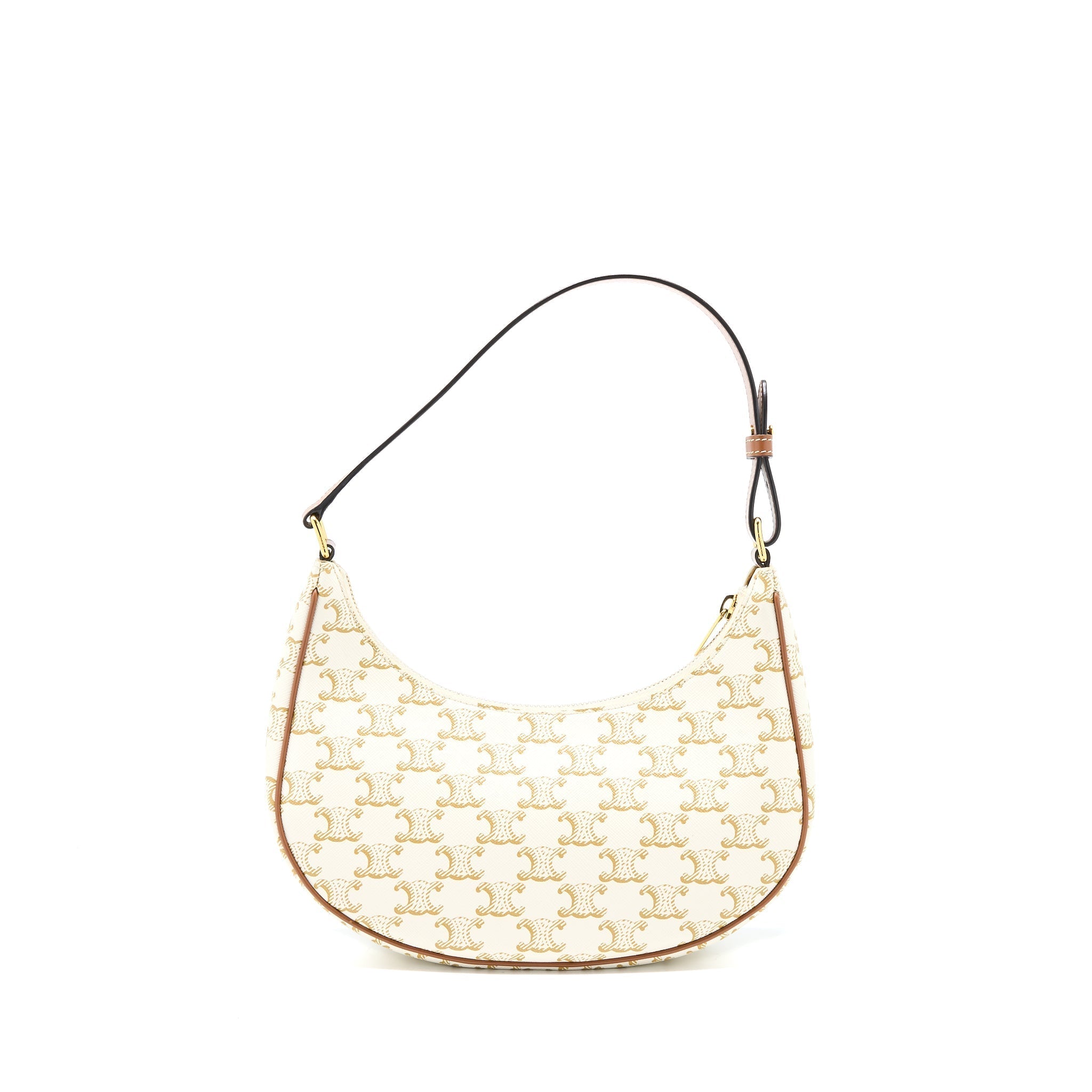 Celine Ava Bag In Triomphe Canvas And Calfskin White