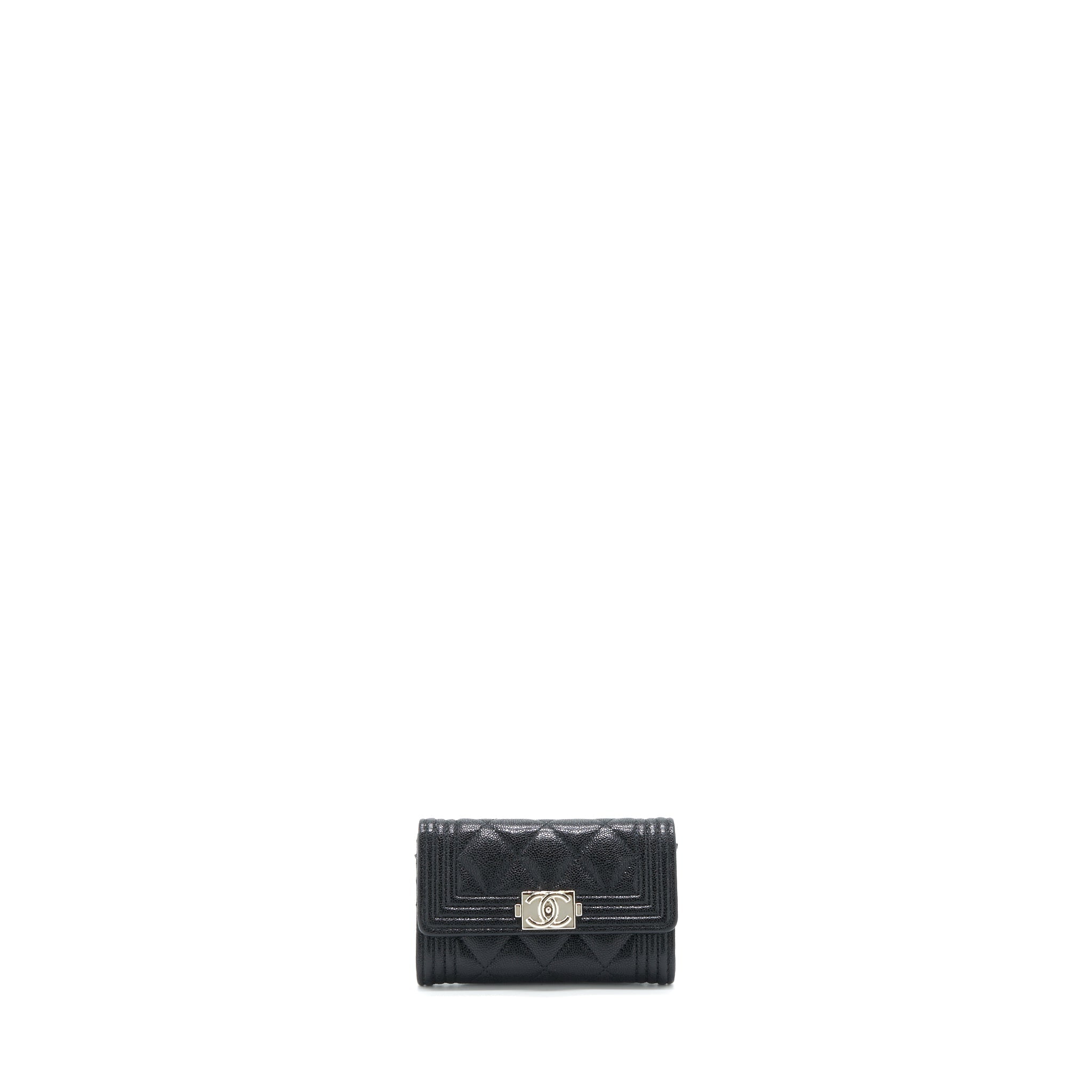 Chanel Boy Card Holder Caviar Black SHW