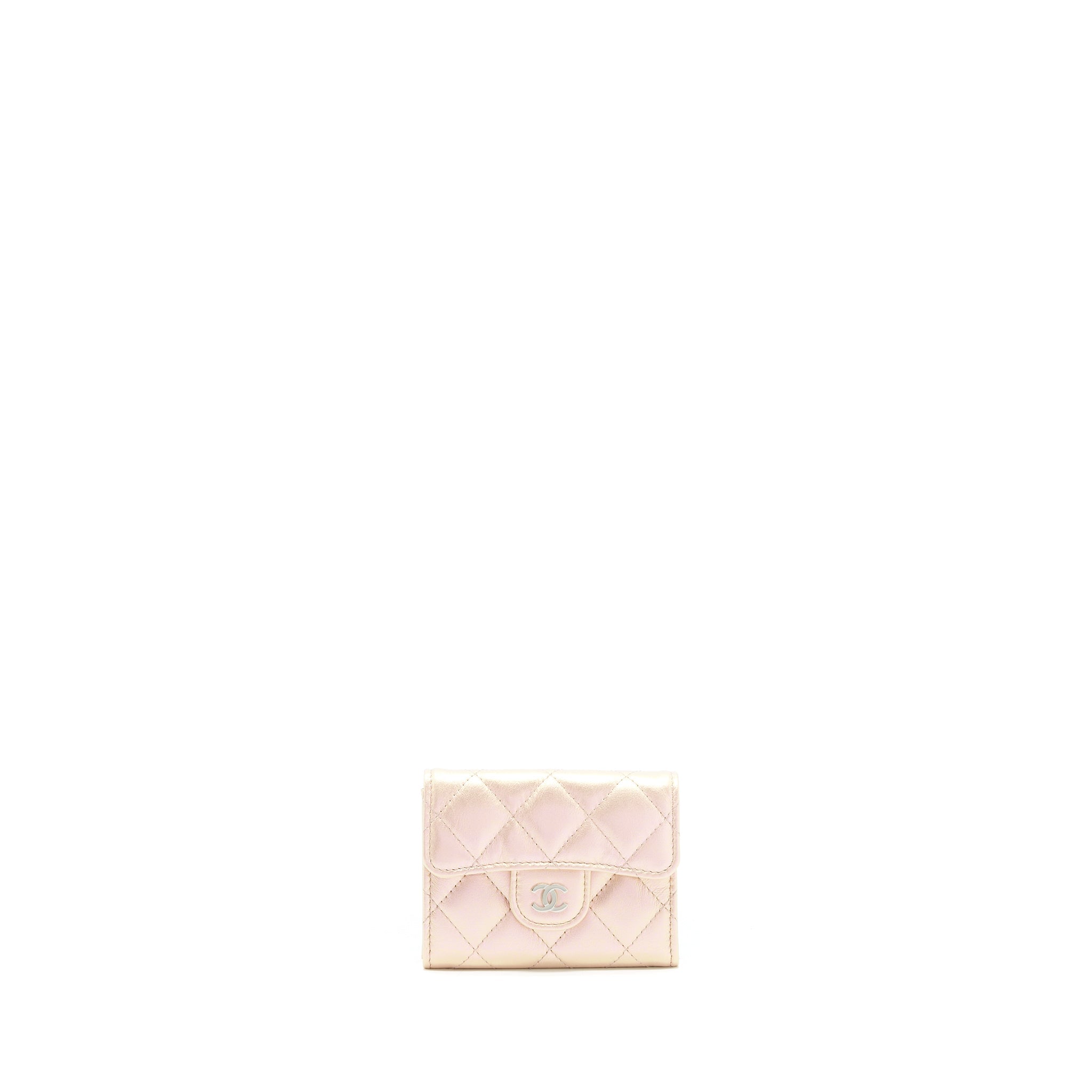 Chanel Iridescent Card Holder Calfskin Pink SHW