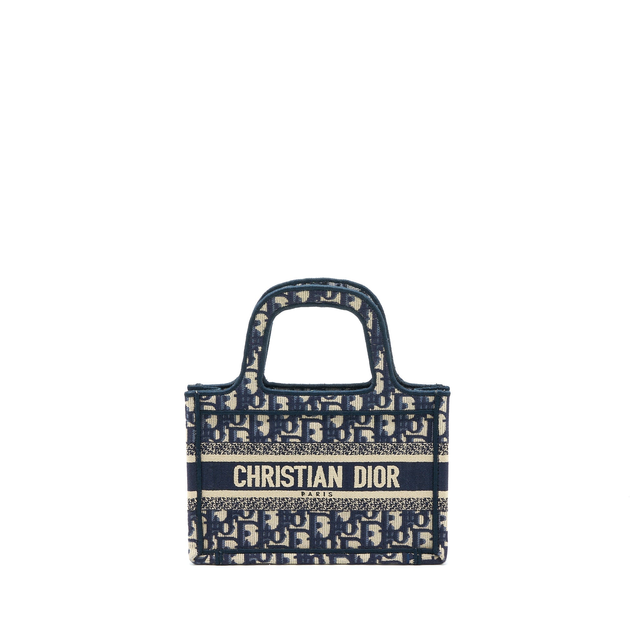 Dior Mini Book Tote Blue Oblique Embroidery