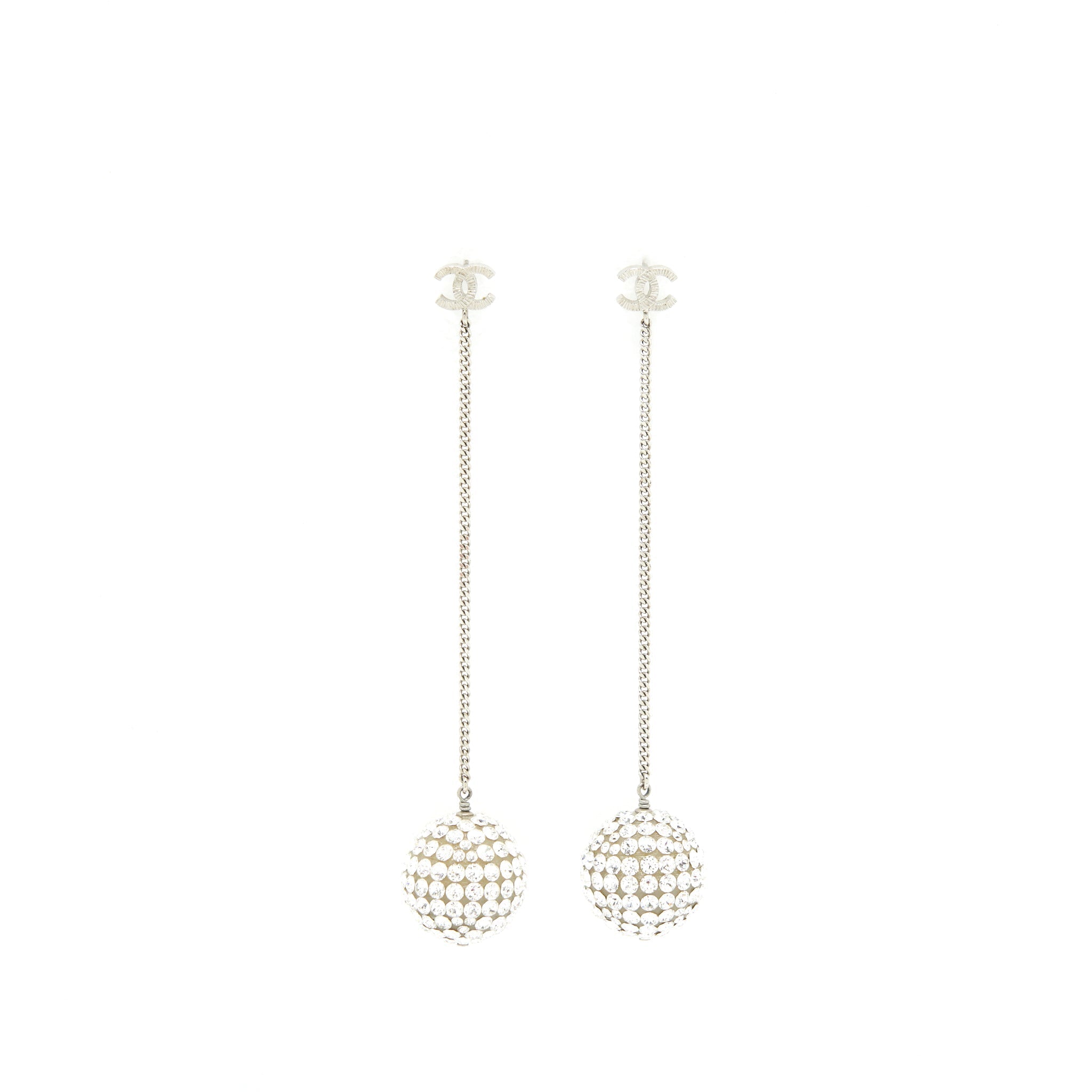 Chanel Drop Ball Crystal Earrings SHW