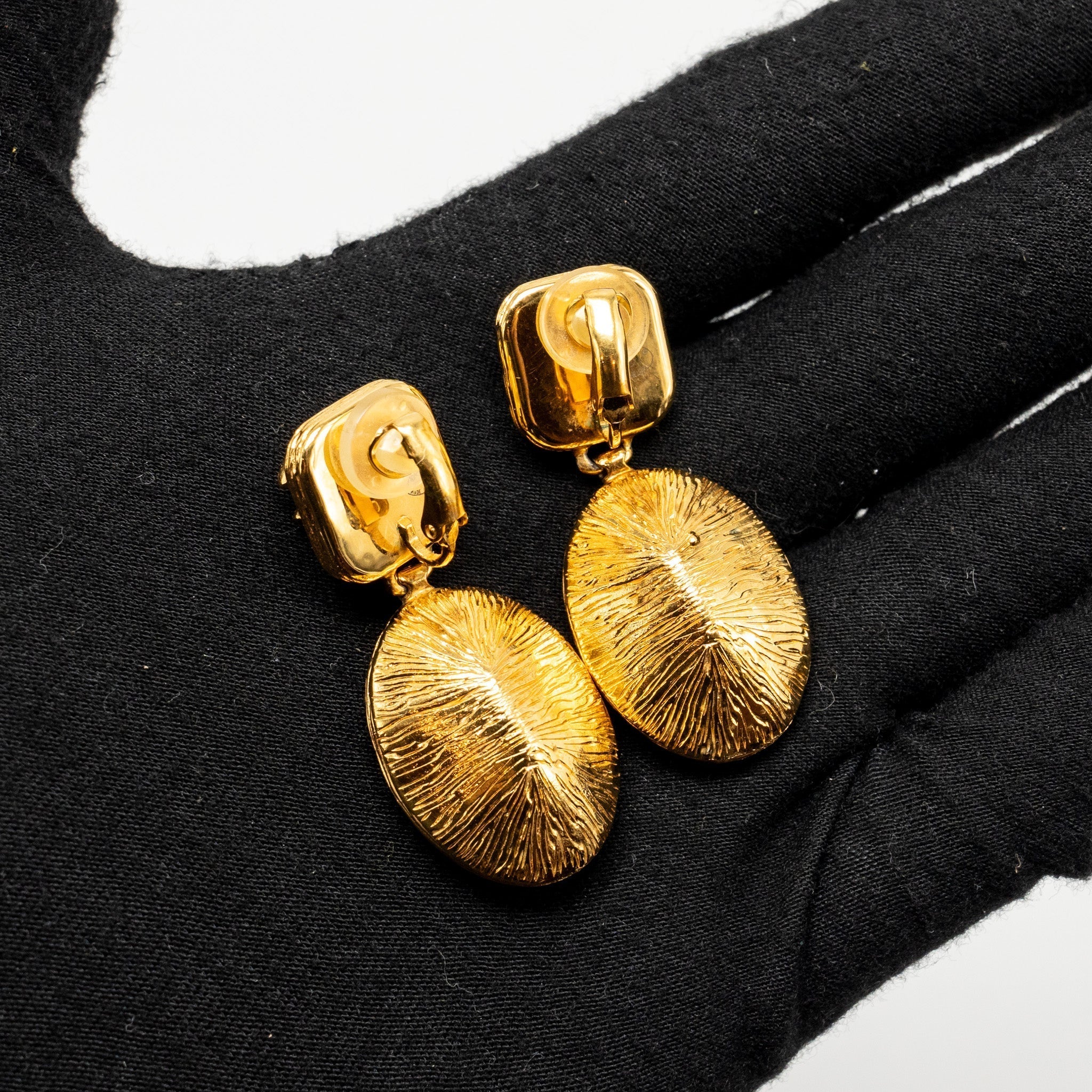 Chanel CC Charm with Crystal Drop Earrings Gold Tone