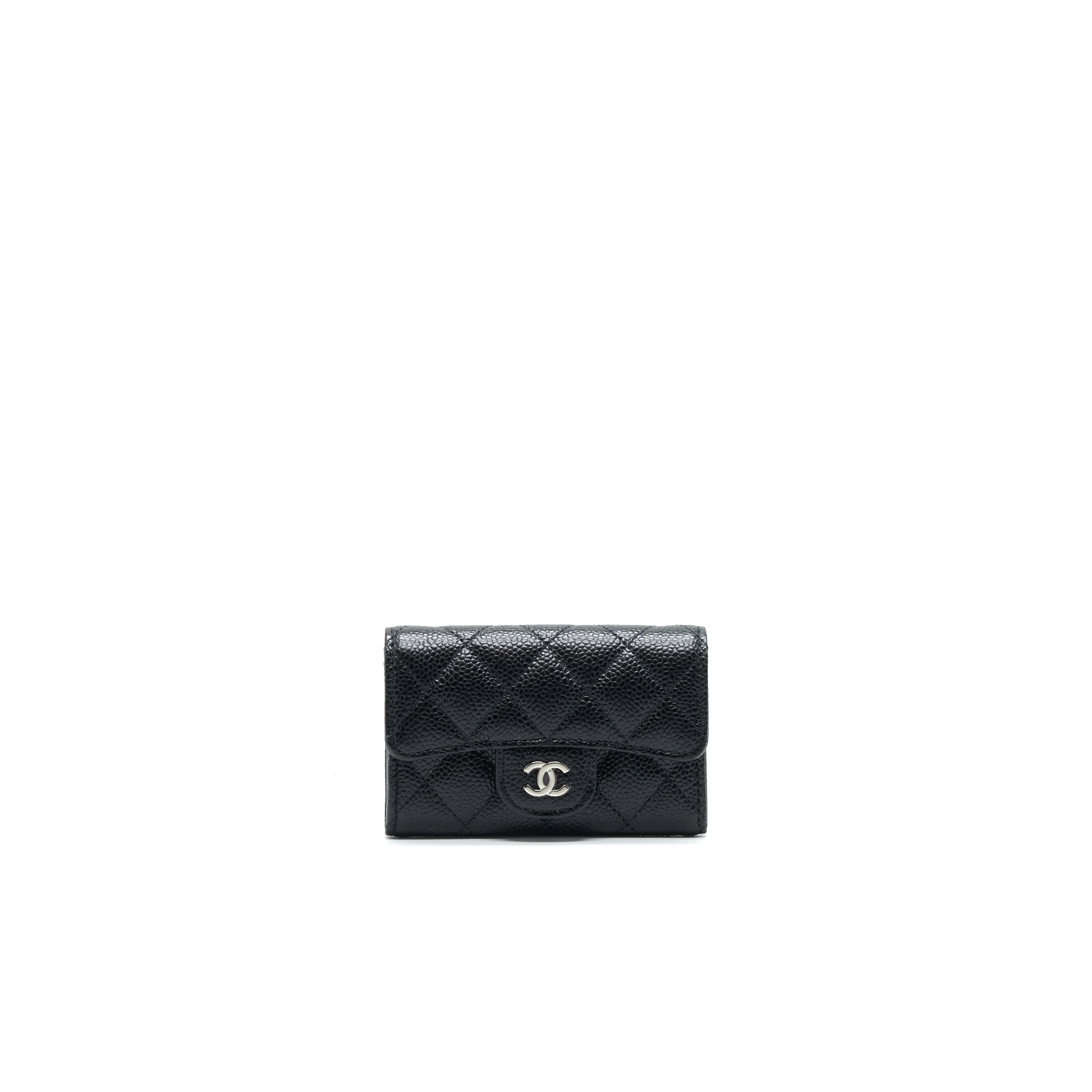 CHANEL Classic Card Holder Grained Calfskin SHW Black