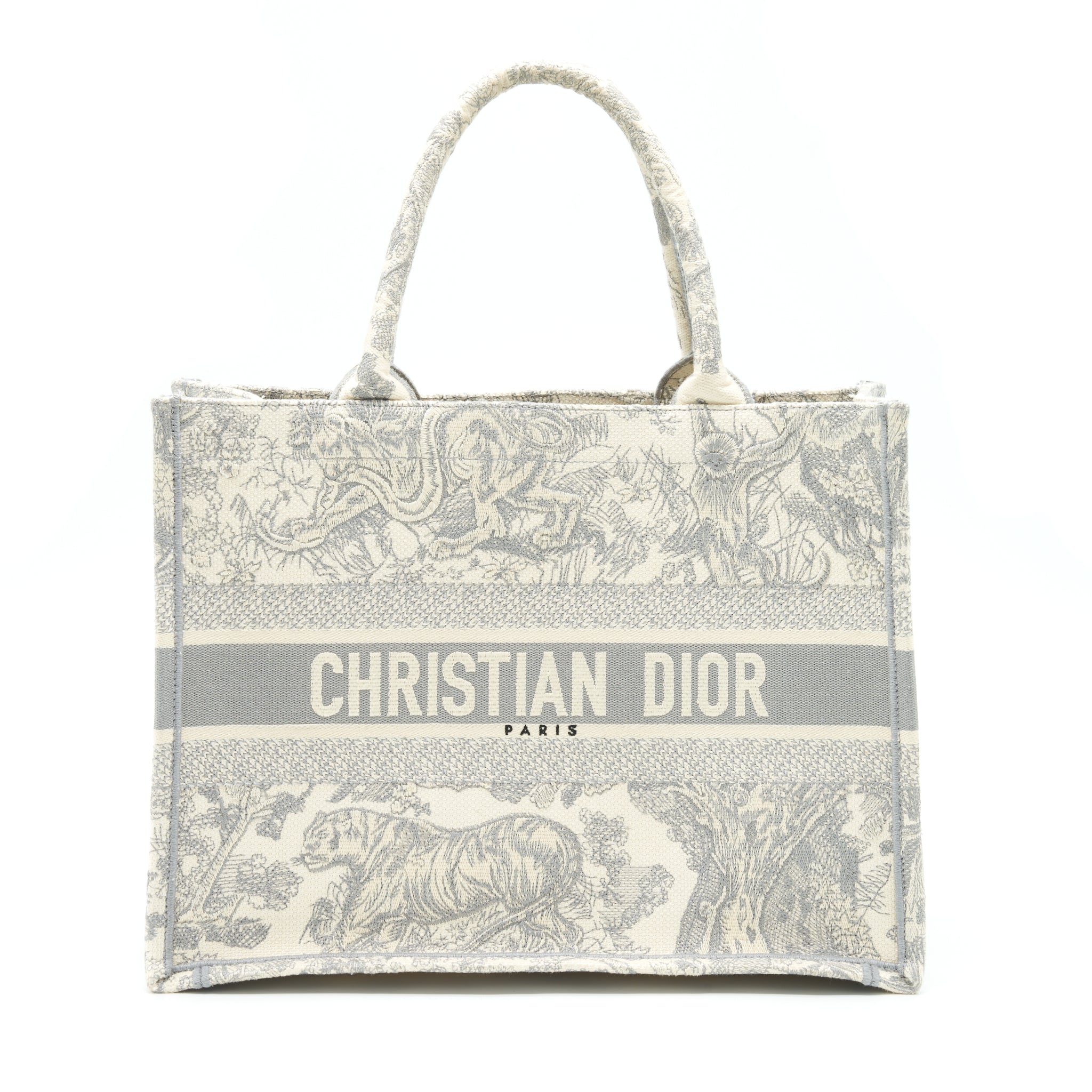 Dior Medium Dior Book Tote Grey Toile De Jouy Embroidery