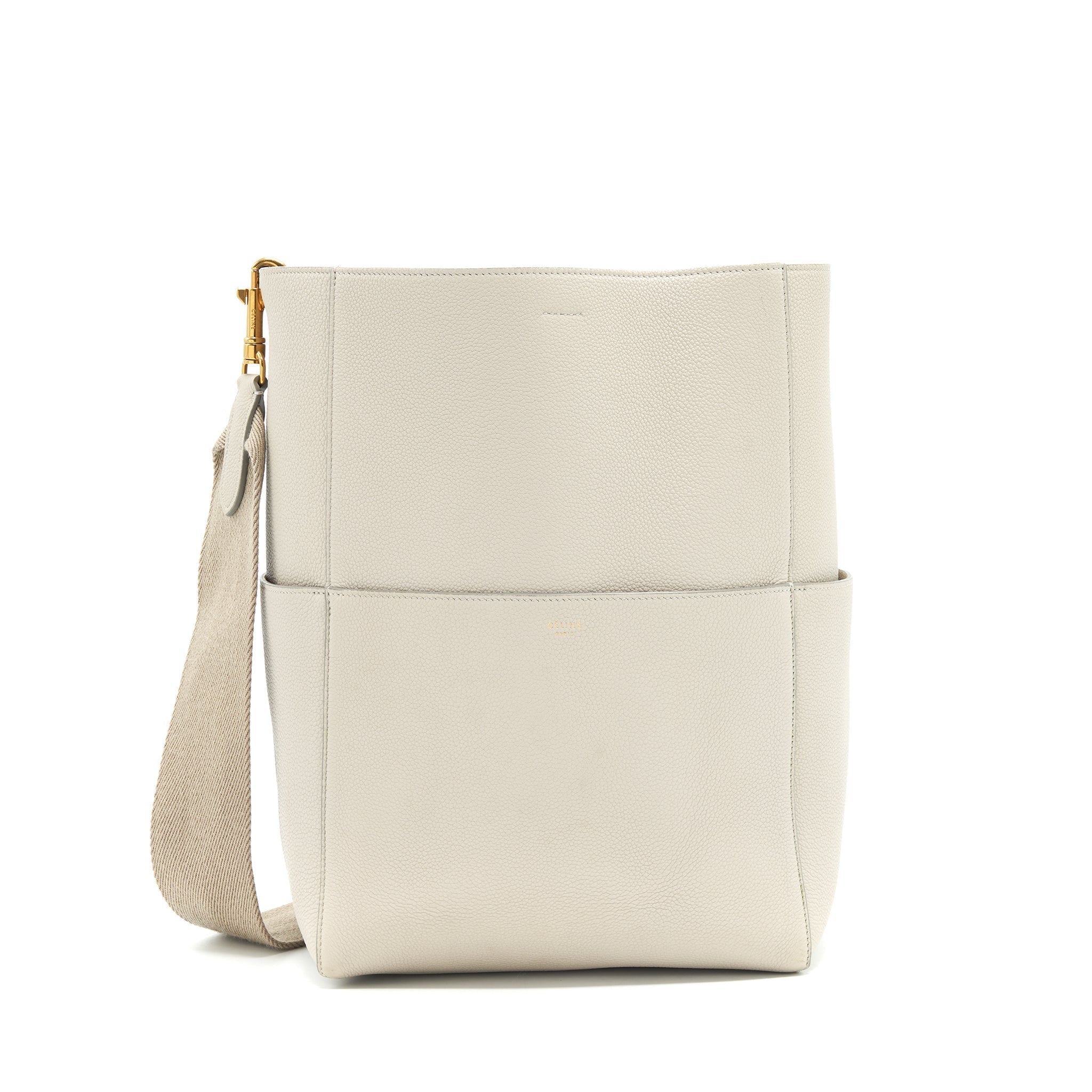 Celine Sangle Bucket Bag Grained Calfskin Clay