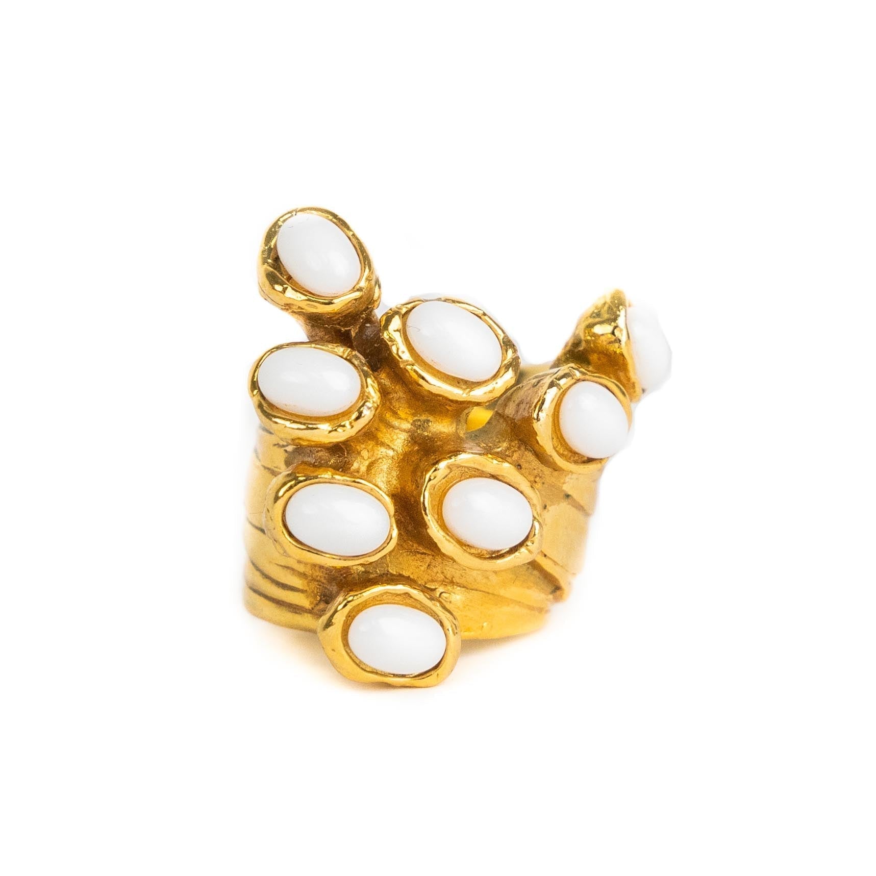 Saint Laurent Rive Gauche Arty Ring Gold and White