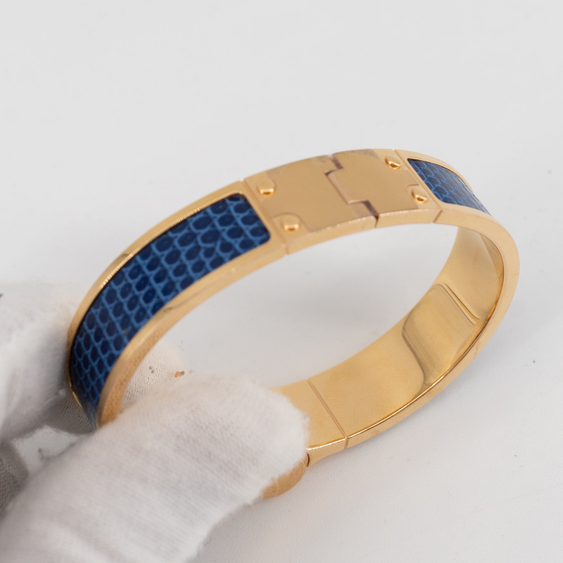 Hermes lizard hinged bracelet