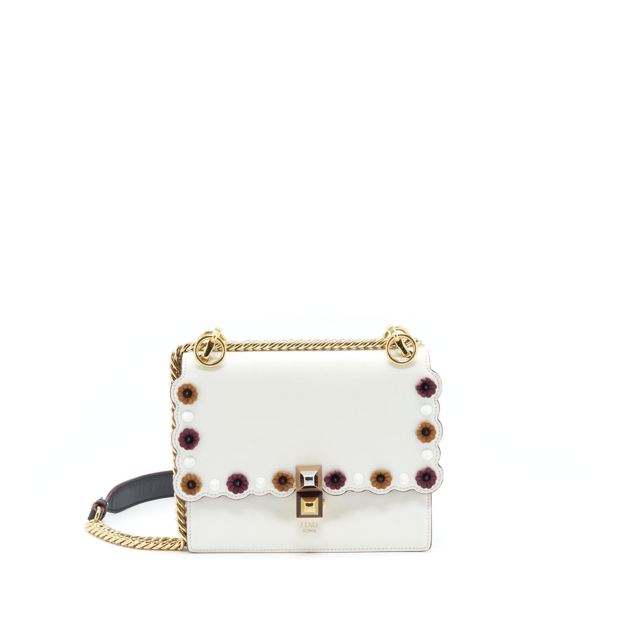 Fendi Kan I Bag White/Multicolour Gold And Silver Hardware