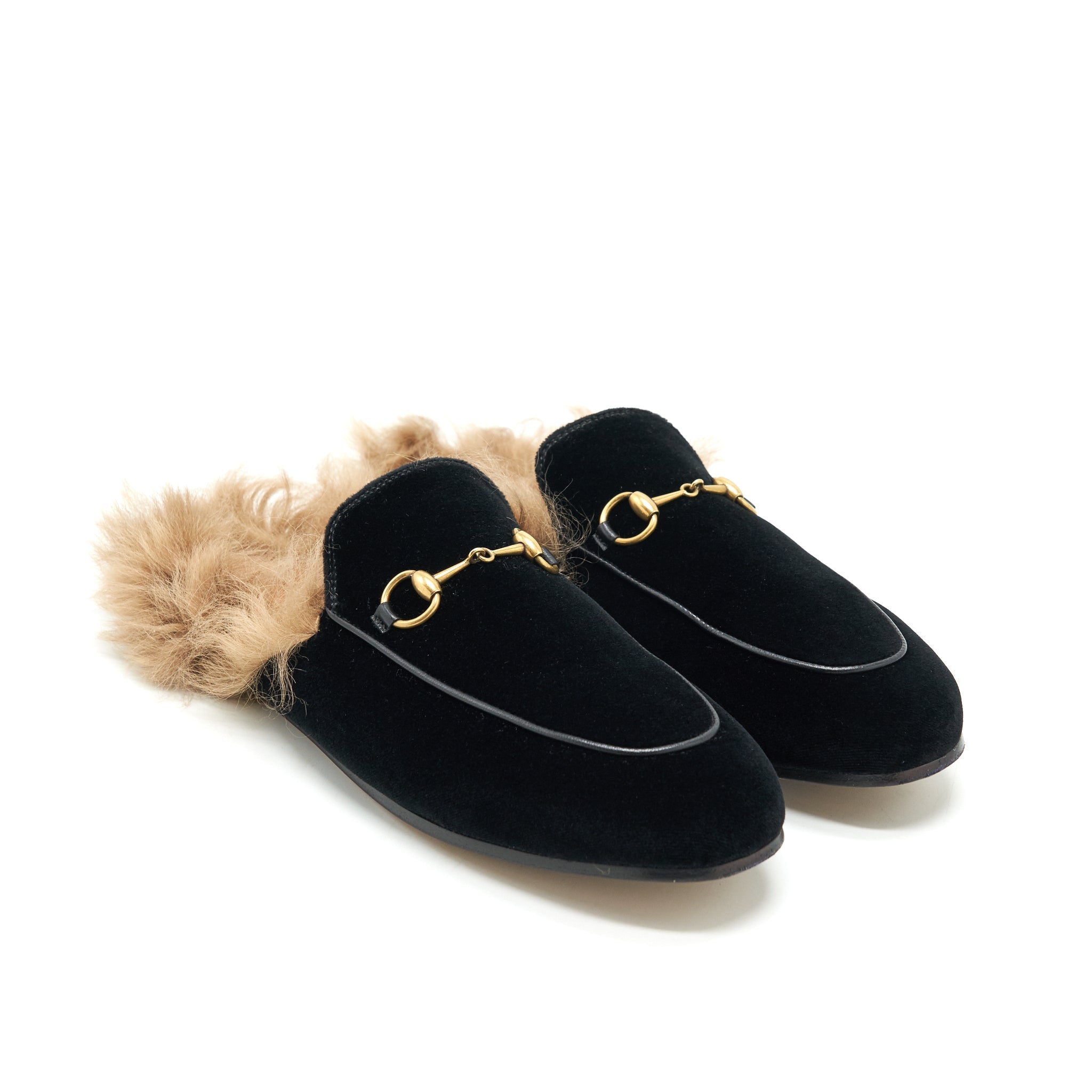 Gucci Size 39.5 Velvet mules Fur Black