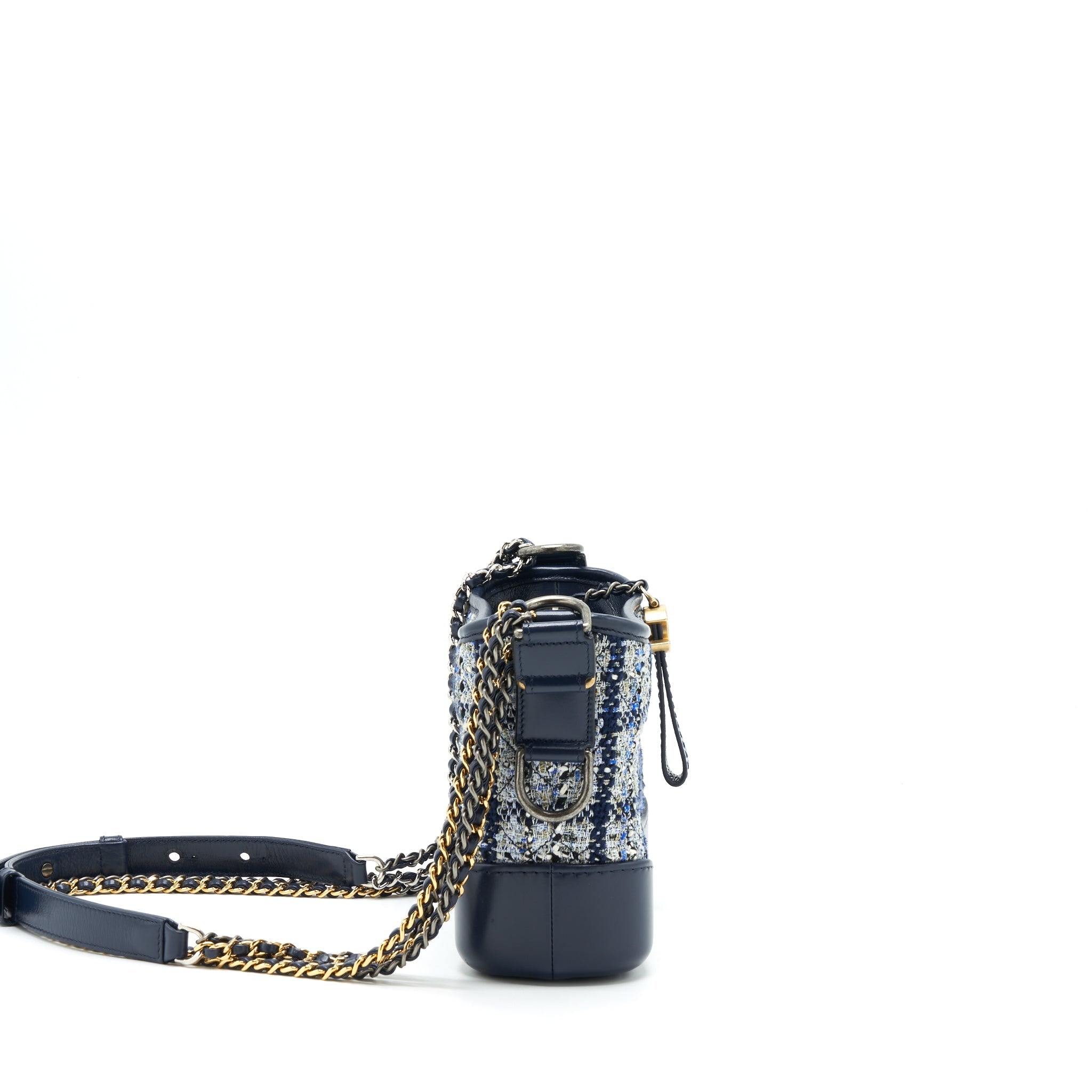 Chanel Small Gabrielle Hobo Bag Tweed Blue With Multi Colour Hardware