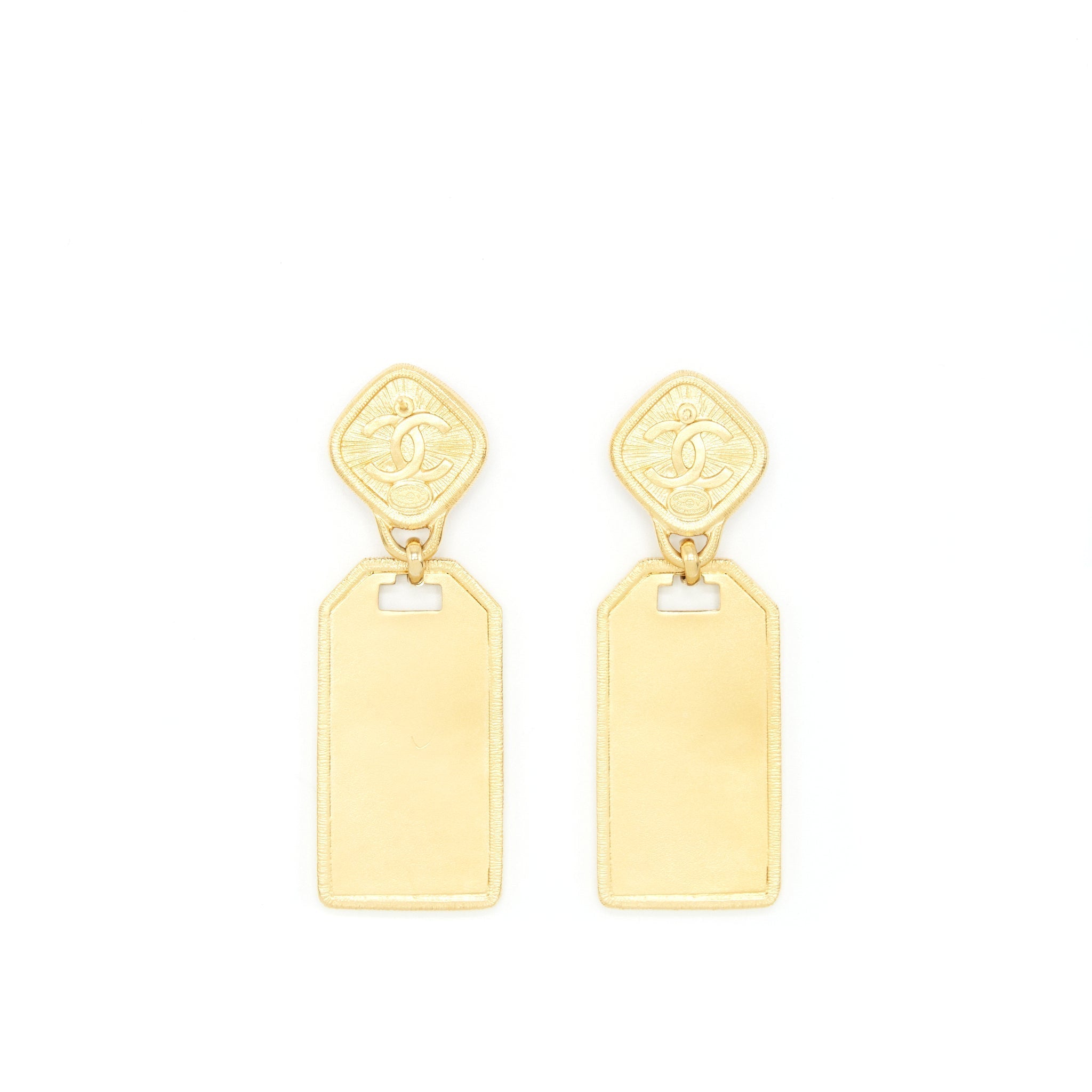 Chanel New Rue Cambon Gold With Pink Stone Drop Earrings