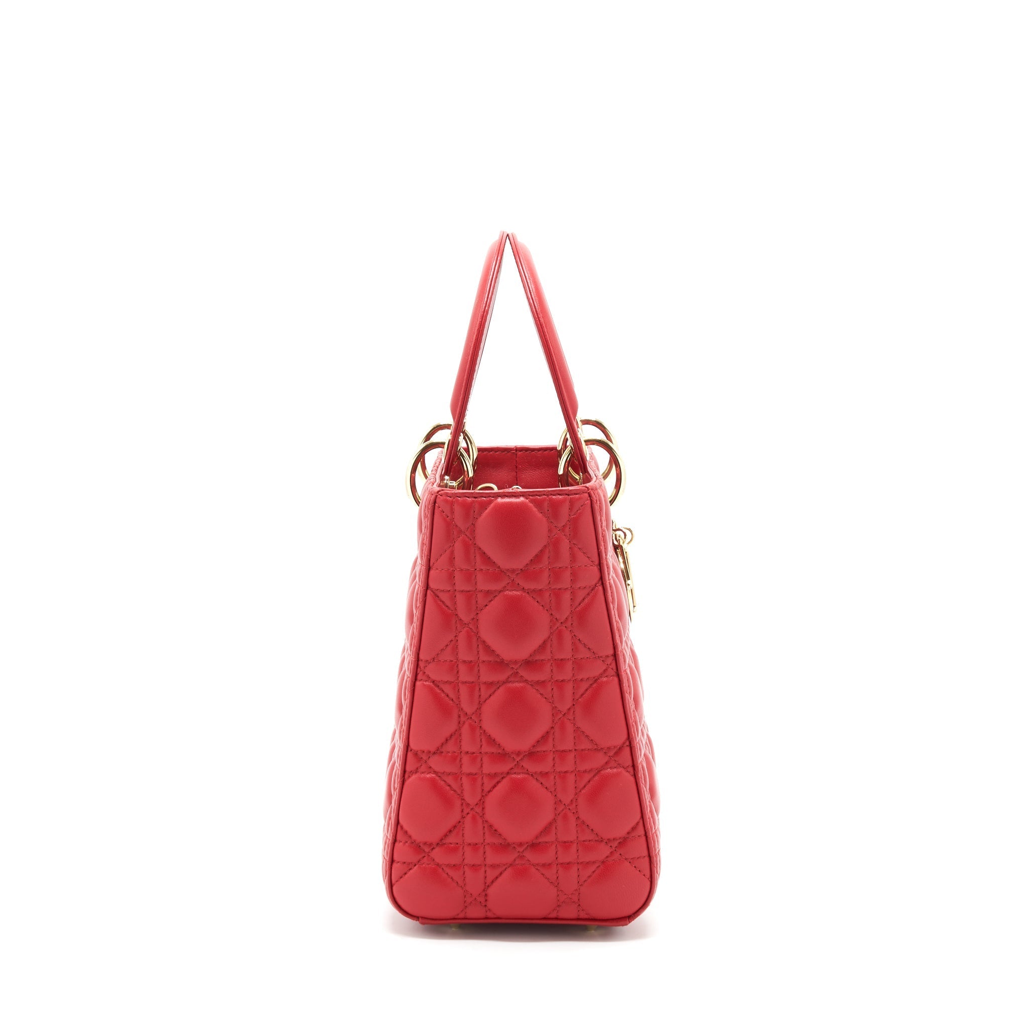 Dior medium lady dior lambskin red GHW
