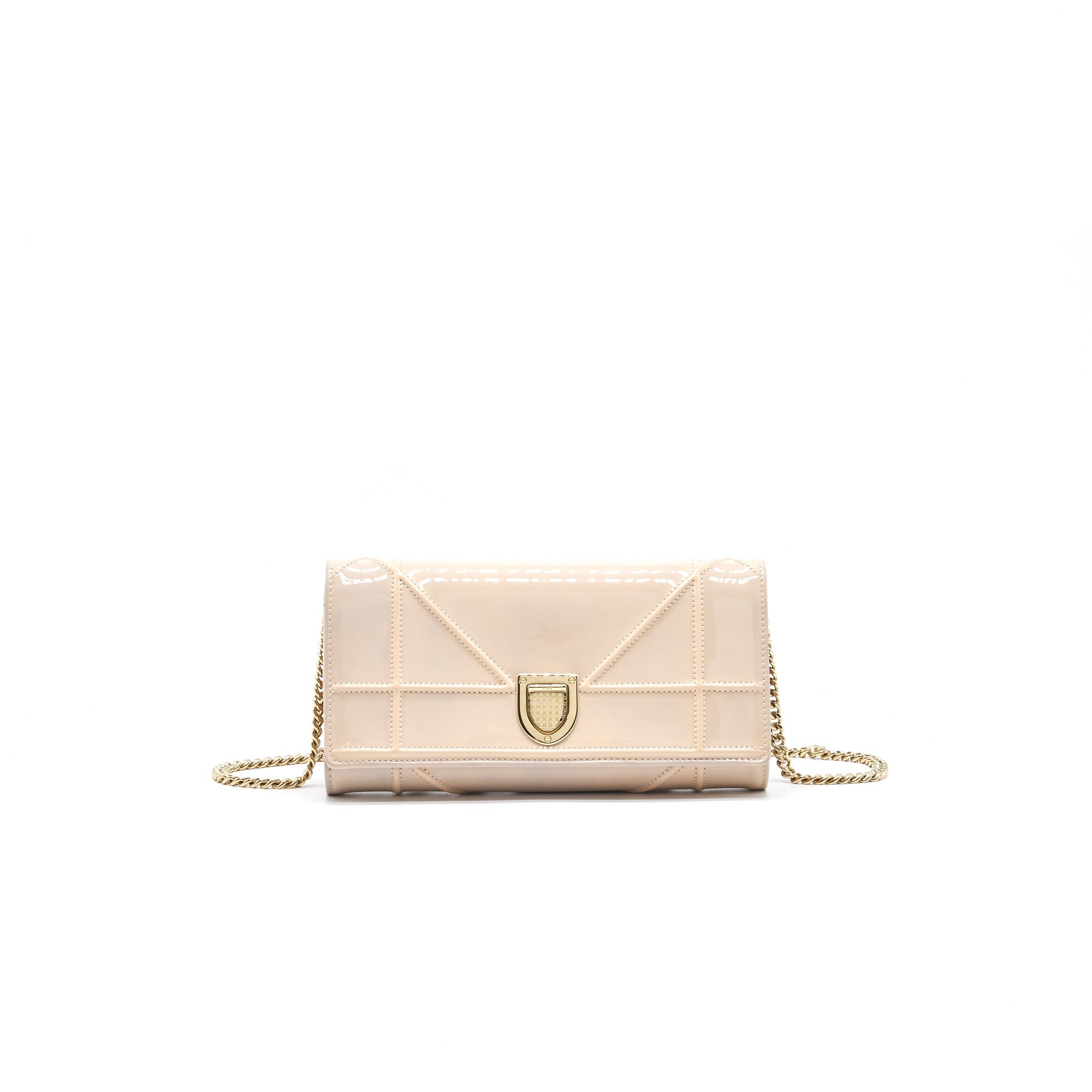 Dior diorama Wallet on Chain patent leather beige LGHW