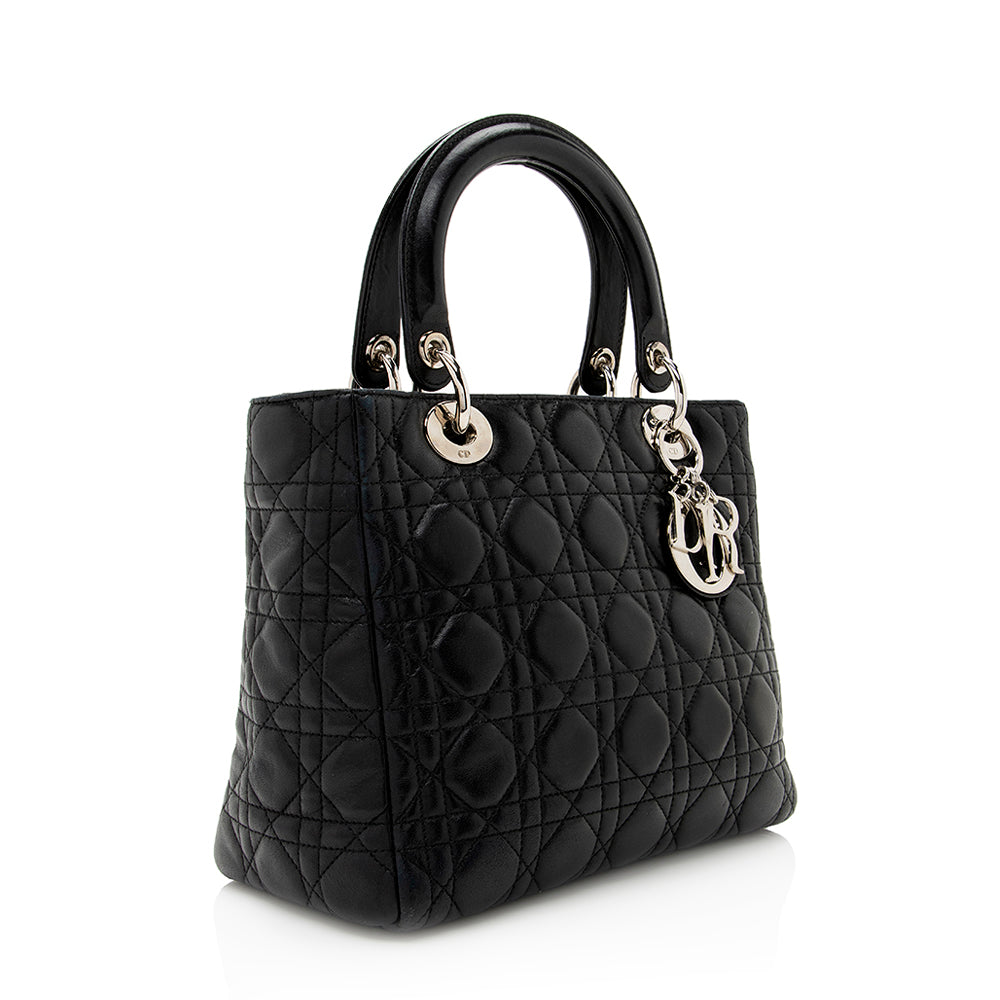 Dior Lambskin Lady Dior Medium Tote (SHF-20990)