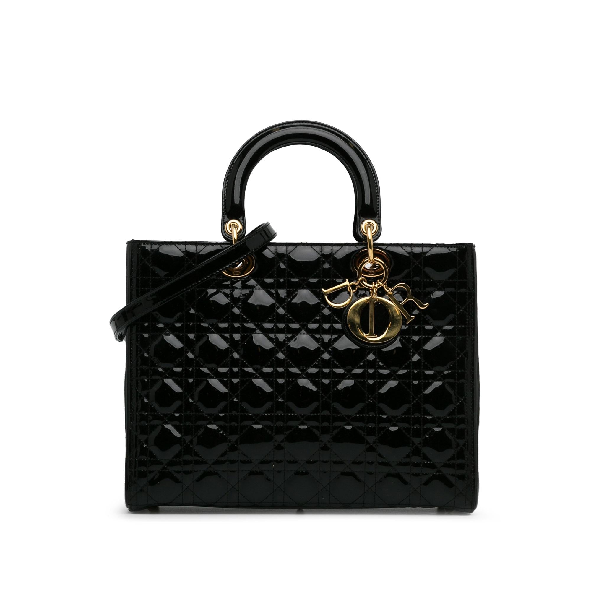 Dior Large Patent Cannage Lady Dior (SHG-WCWHTr)