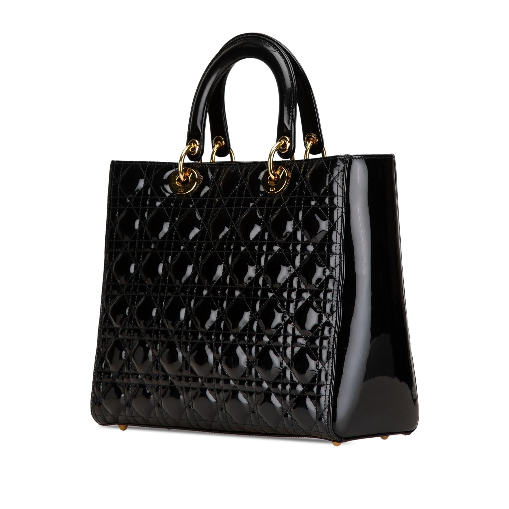 Dior Large Patent Cannage Lady Dior (SHG-x8FAaX)