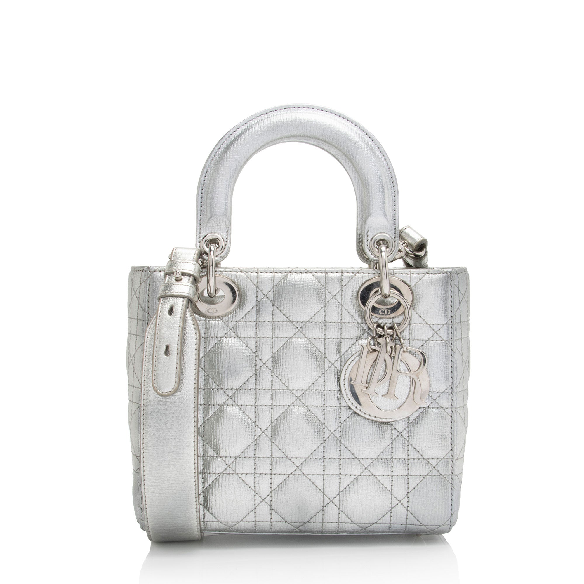 Dior Metallic Leather Lady Dior Small Tote (SHF-4YtjmZ)