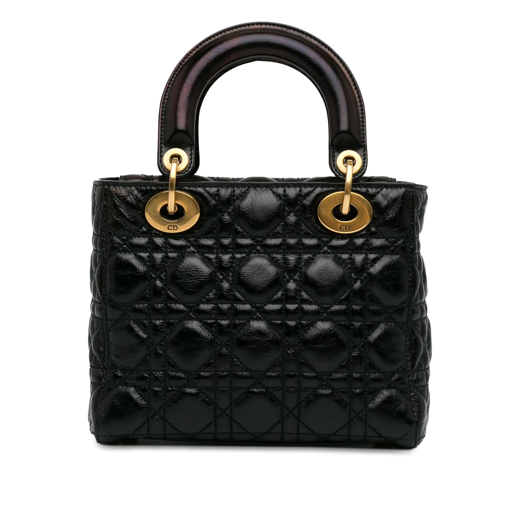 Dior Small Crinkled Patent Cannage Lucky Badges My Lady Dior (SHG-Skvge5)