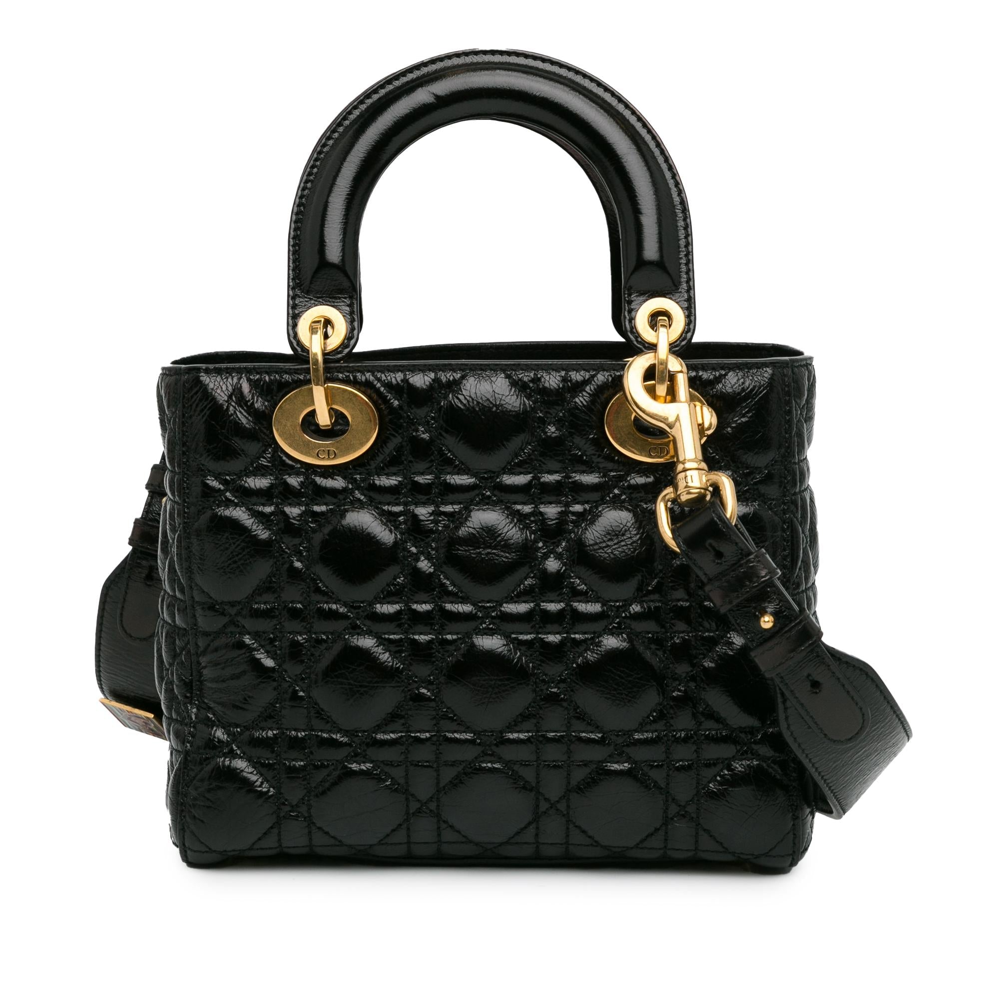 Dior Small Crinkled Patent Cannage Lucky Badges My Lady Dior (SHG-MjDnlI)