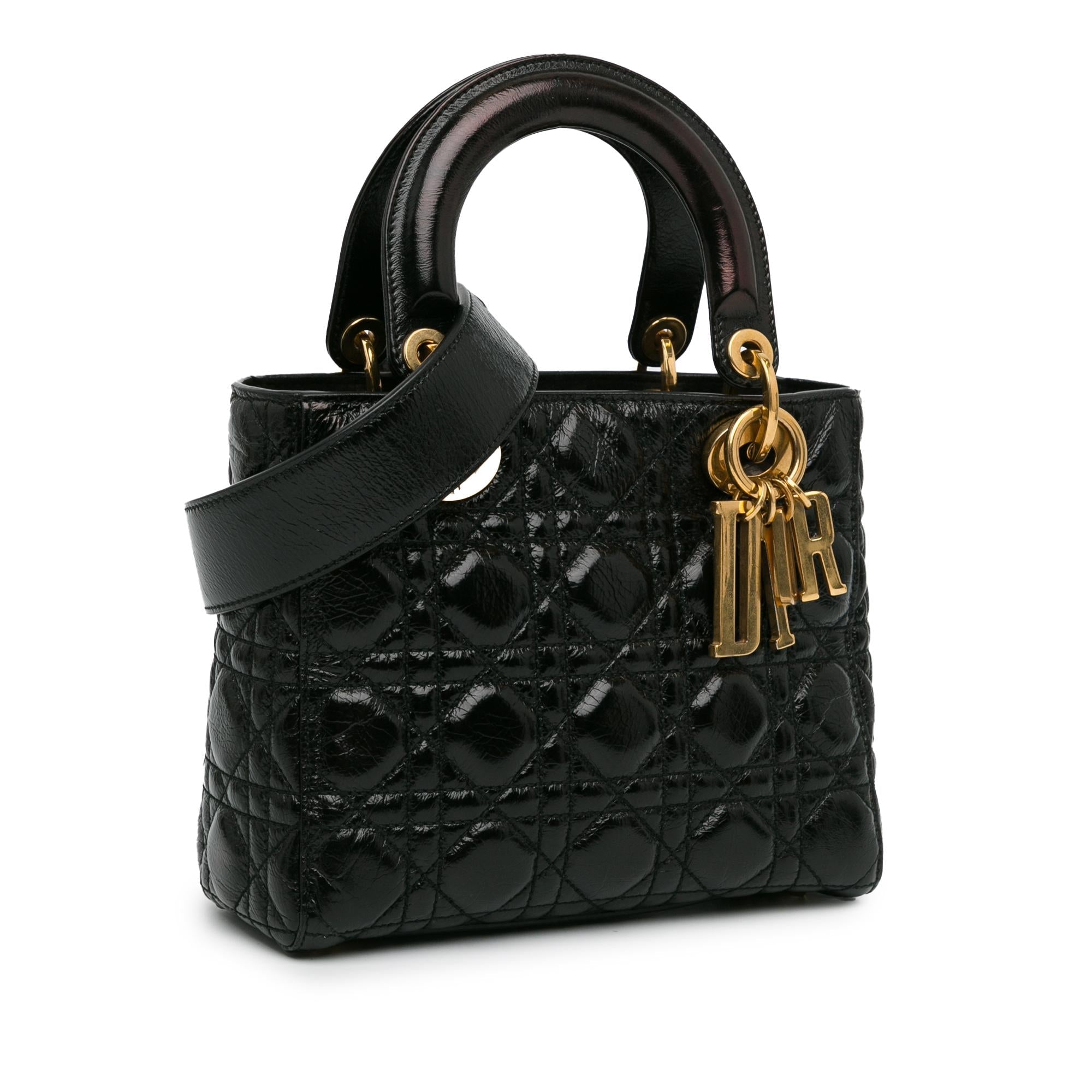 Dior Small Crinkled Patent Cannage Lucky Badges My Lady Dior (SHG-MjDnlI)