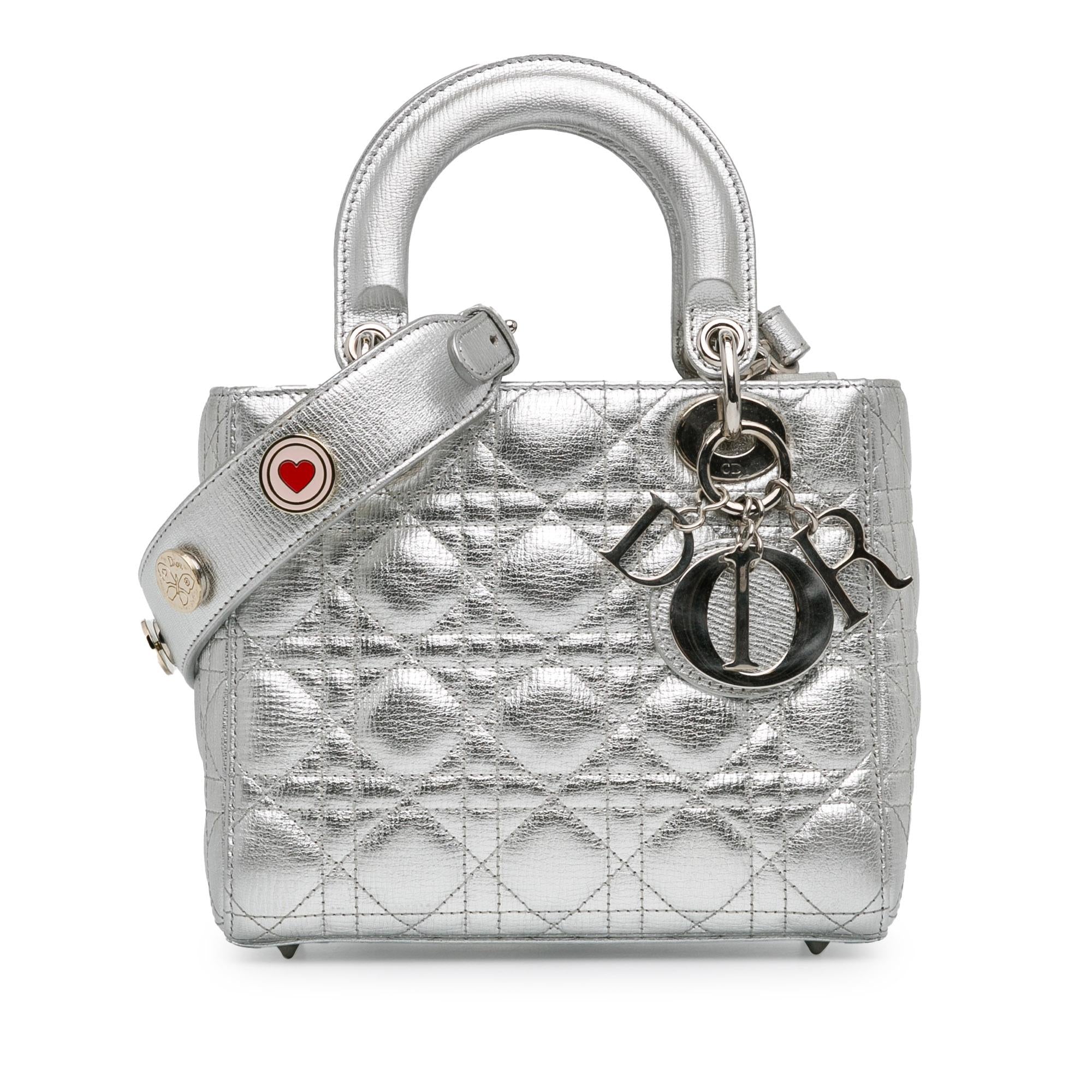 Dior Small Metallic Grained Calfskin Cannage Lucky Badges My Lady Dior (SHG-iCfjm7)