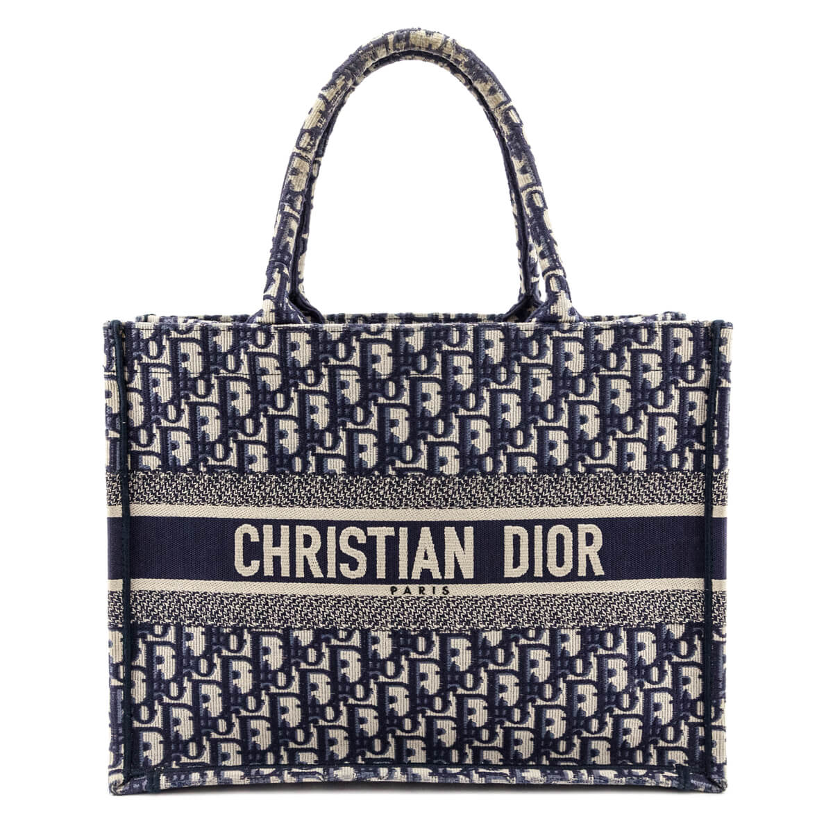 Dior Blue Oblique Embroidery Medium Book Tote