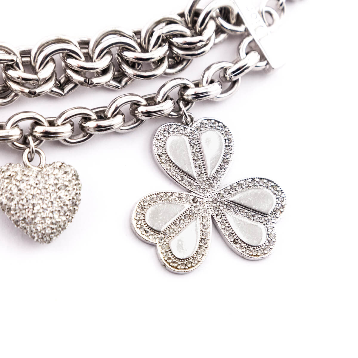 Dior Silver Crystal Embellished Charms Bracelet