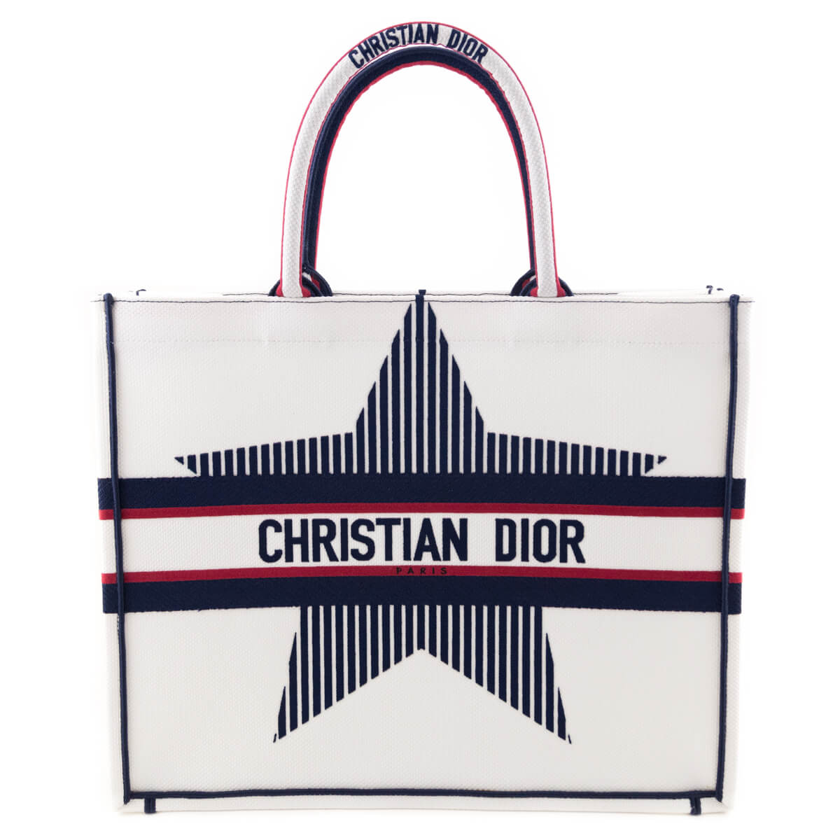 Dior White Canvas Embroidered Large Dioralps Book Tote