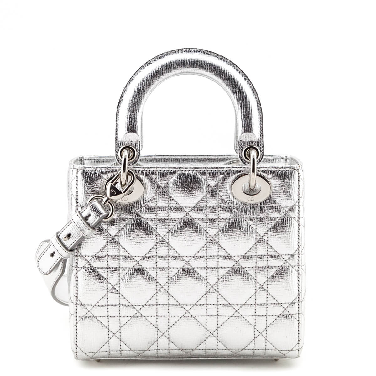 Dior Silver Cannage Cruise 2017 Collection Small Lady Dior Bag