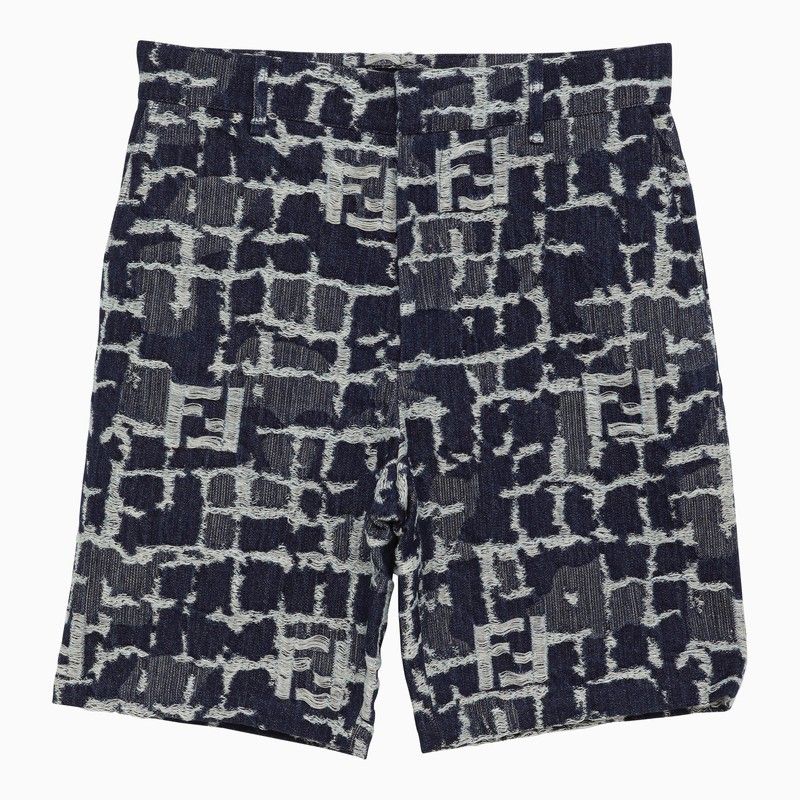 FENDI Embroidered Denim Bermuda Shorts for Men