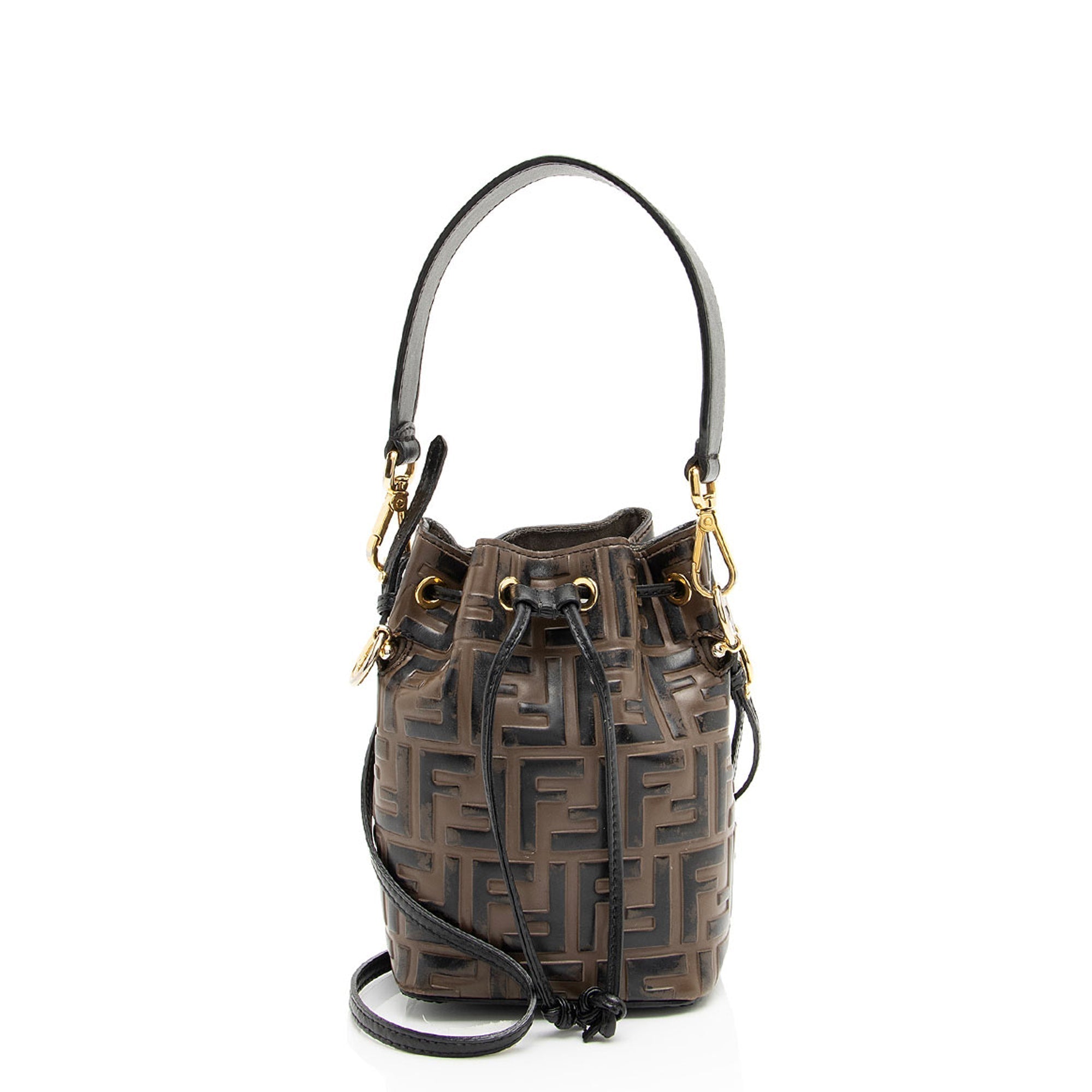 Fendi FF Embossed Calfskin Mon Tresor Mini Bucket Bag - FINAL SALE (SHF-kHTP1s)