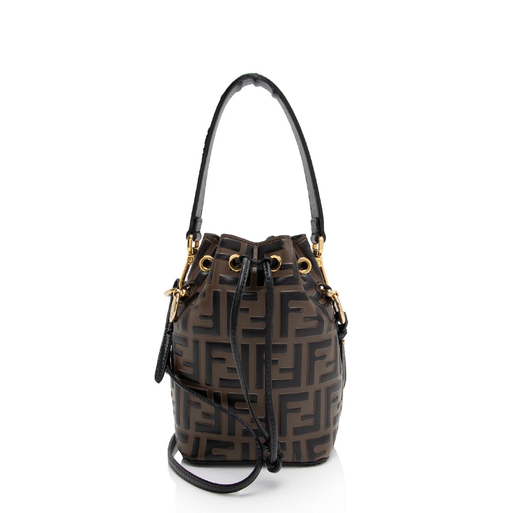 Fendi FF Embossed Calfskin Mon Tresor Mini Bucket Bag (SHF-ci9vp1)