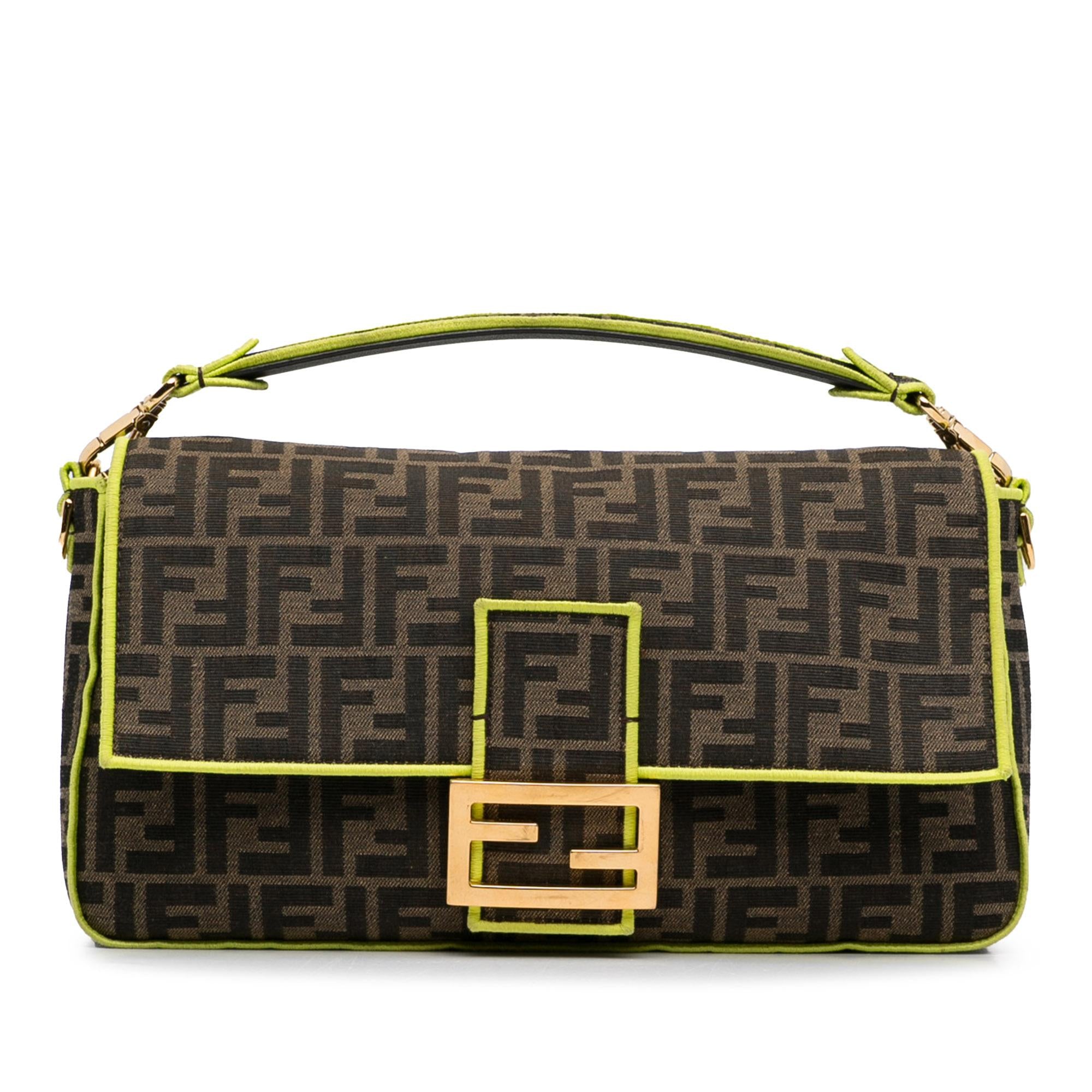 Fendi Large Zucca Fluo Trim Baguette Satchel (SHG-QDucxW)