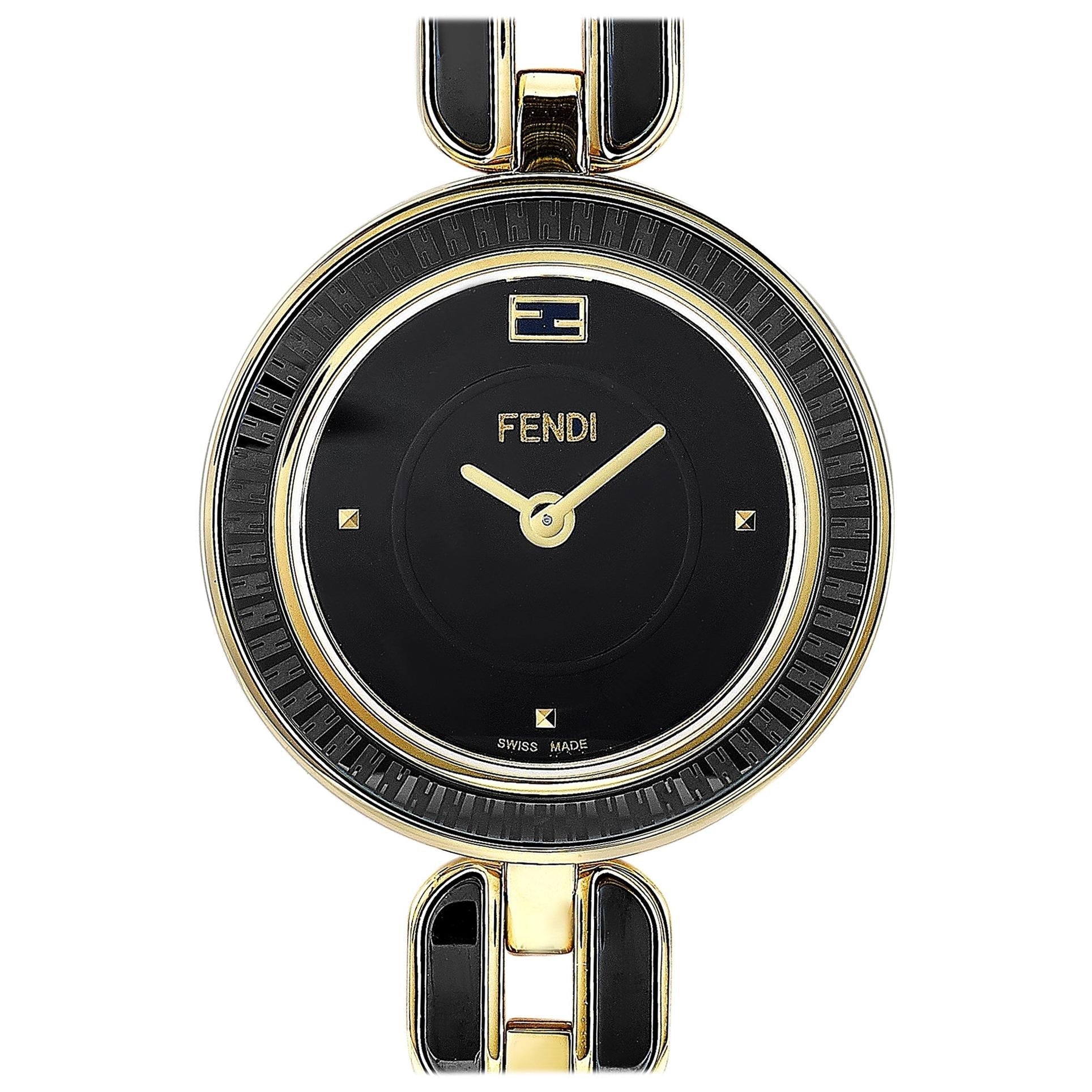 FENDI MY WAY GOLD-TONE BLACK CERAMIC WATCH
