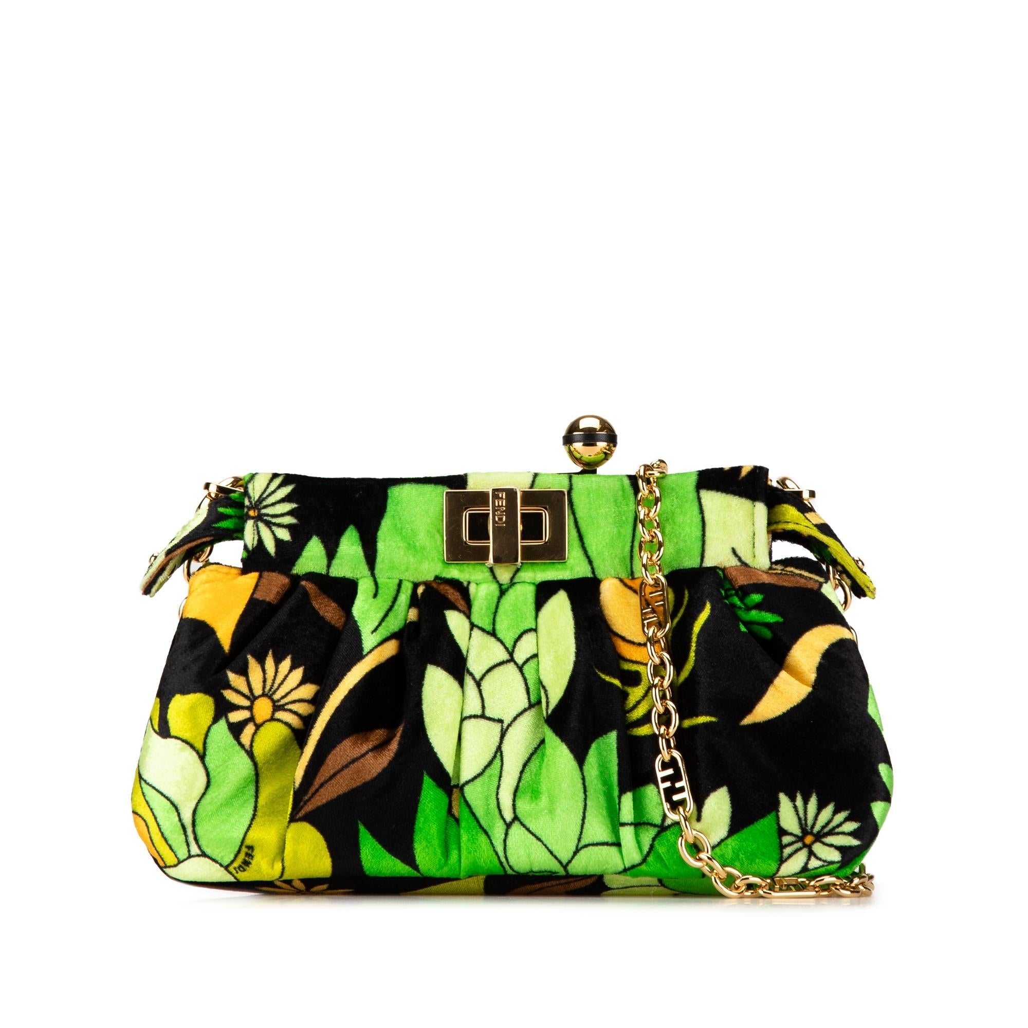 Fendi Velvet Peekaboo Click Clutch on Chain (SHG-DYS5lT)