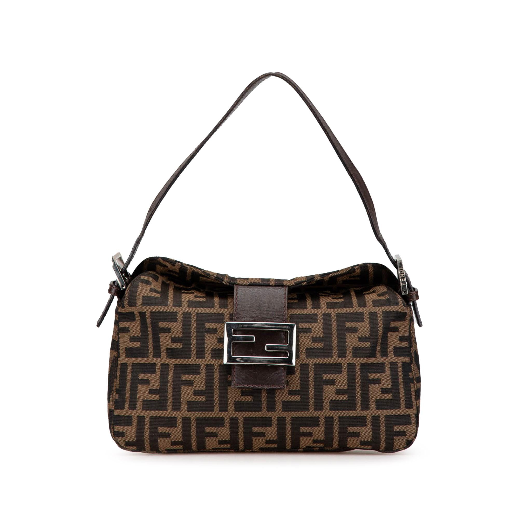 Fendi Zucca Canvas Double Flap Shoulder Bag (SHG-jvqpSt)