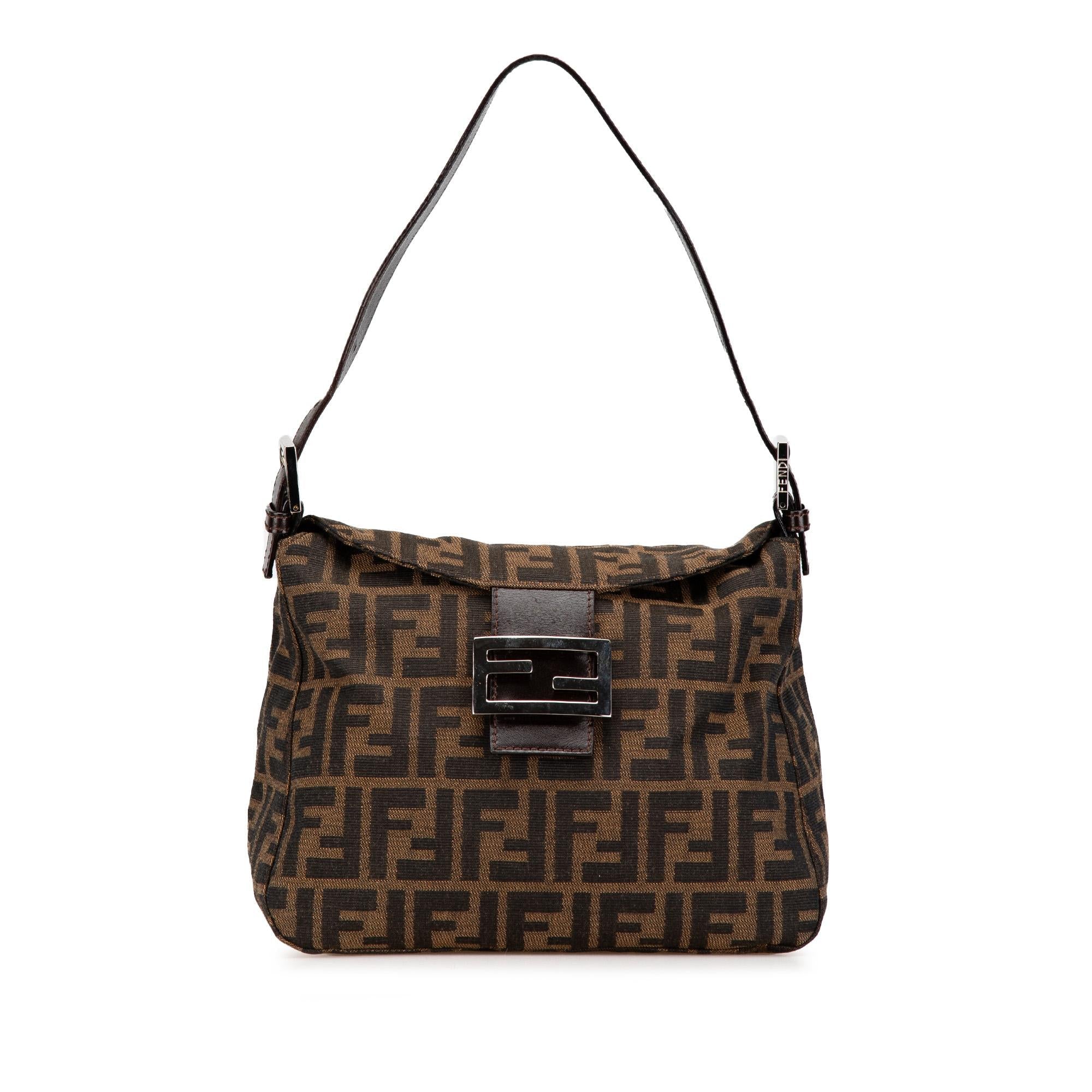 Fendi Zucca Canvas Double Flap Shoulder Bag