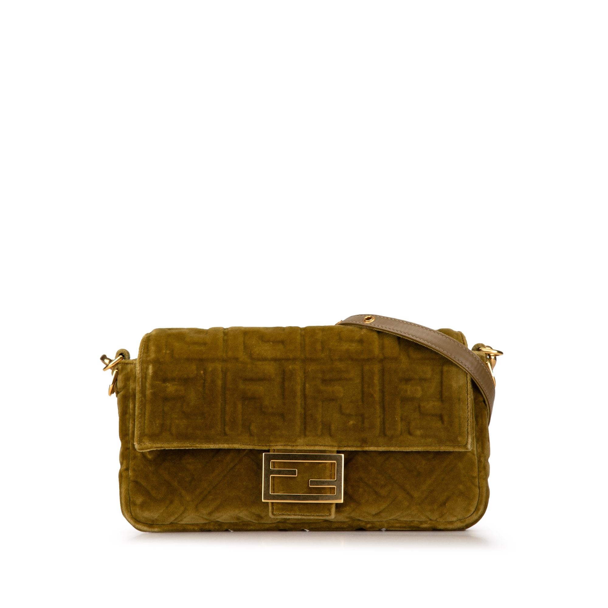 Fendi Zucca Embossed Velvet Baguette Satchel (SHG-TmosbZ)