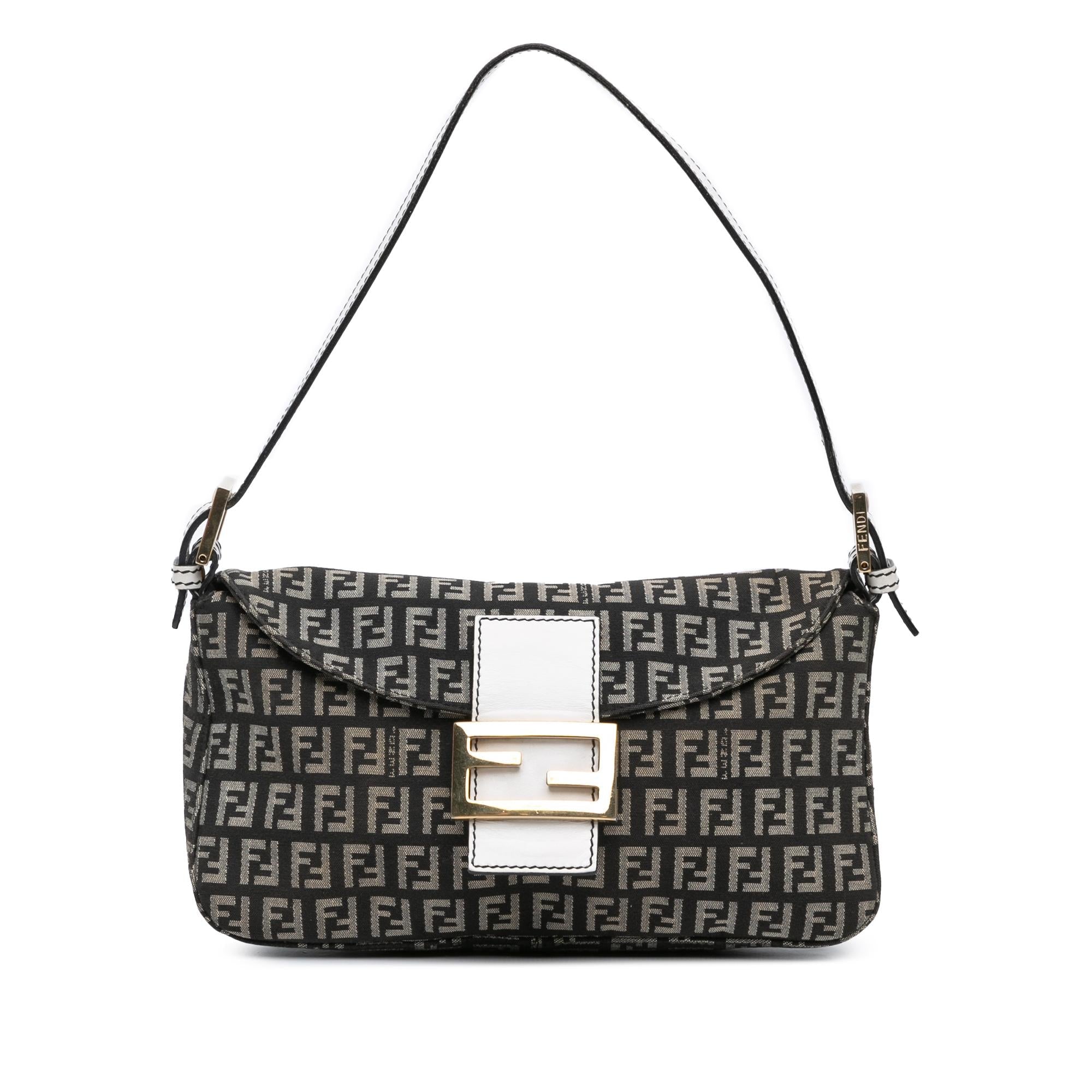 Fendi Zucchino Canvas Double Flap Shoulder Bag
