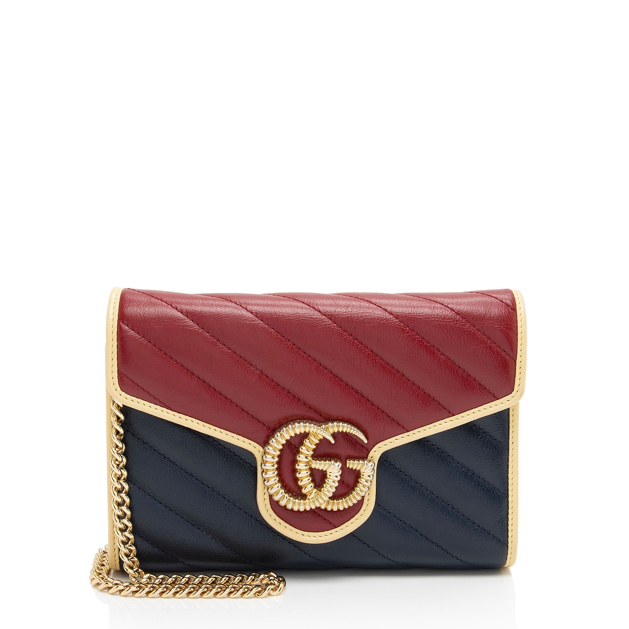 Gucci Matelasse Leather Torchon GG Marmont Mini Chain Bag (SHF-9uADNd)