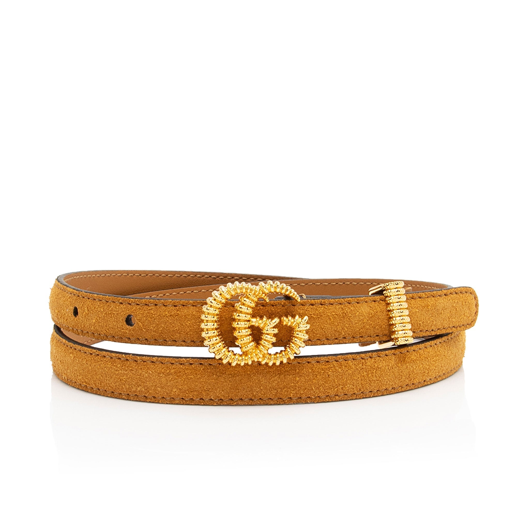 Gucci Suede Torchon GG Skinny Belt - Size 32 / 80 (SHF-3Q44dF)