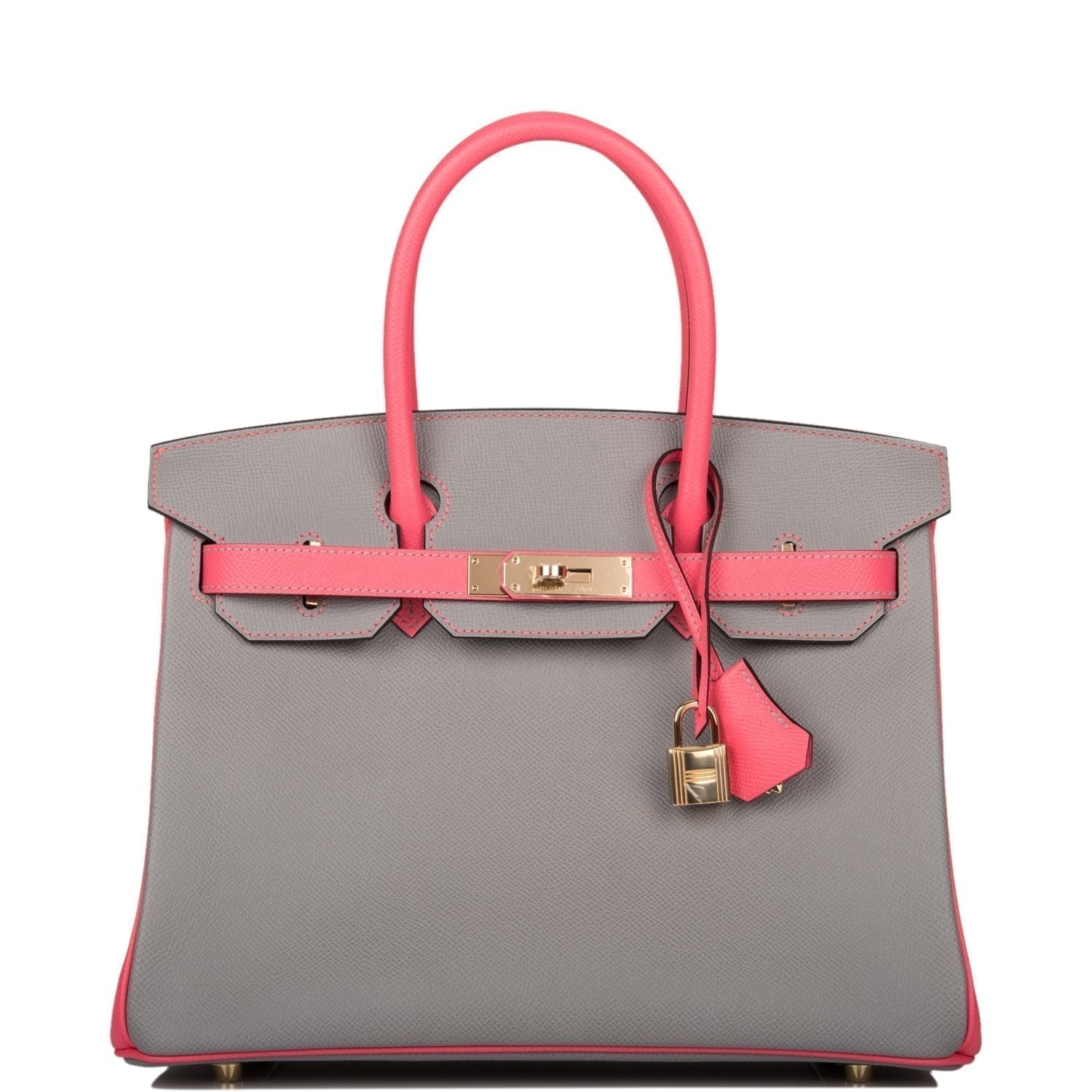 Hermes Special Order (HSS) Birkin 30 Gris Mouette and Rose Azalee Epsom Permabrass Hardware