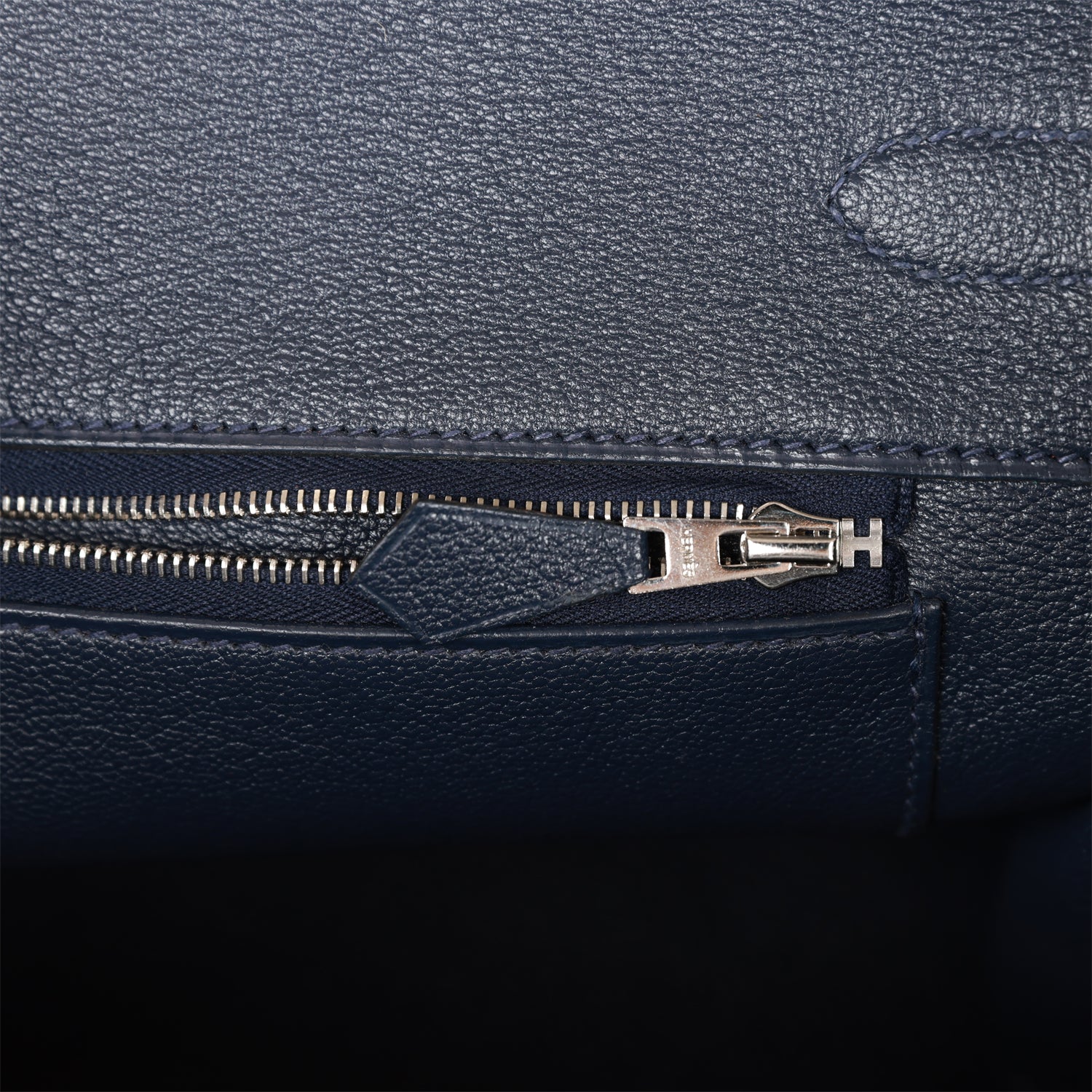 Top Quality Hermes Special Order (HSS) Birkin 35 Craie and Bleu Nuit Togo Palladium Hardware