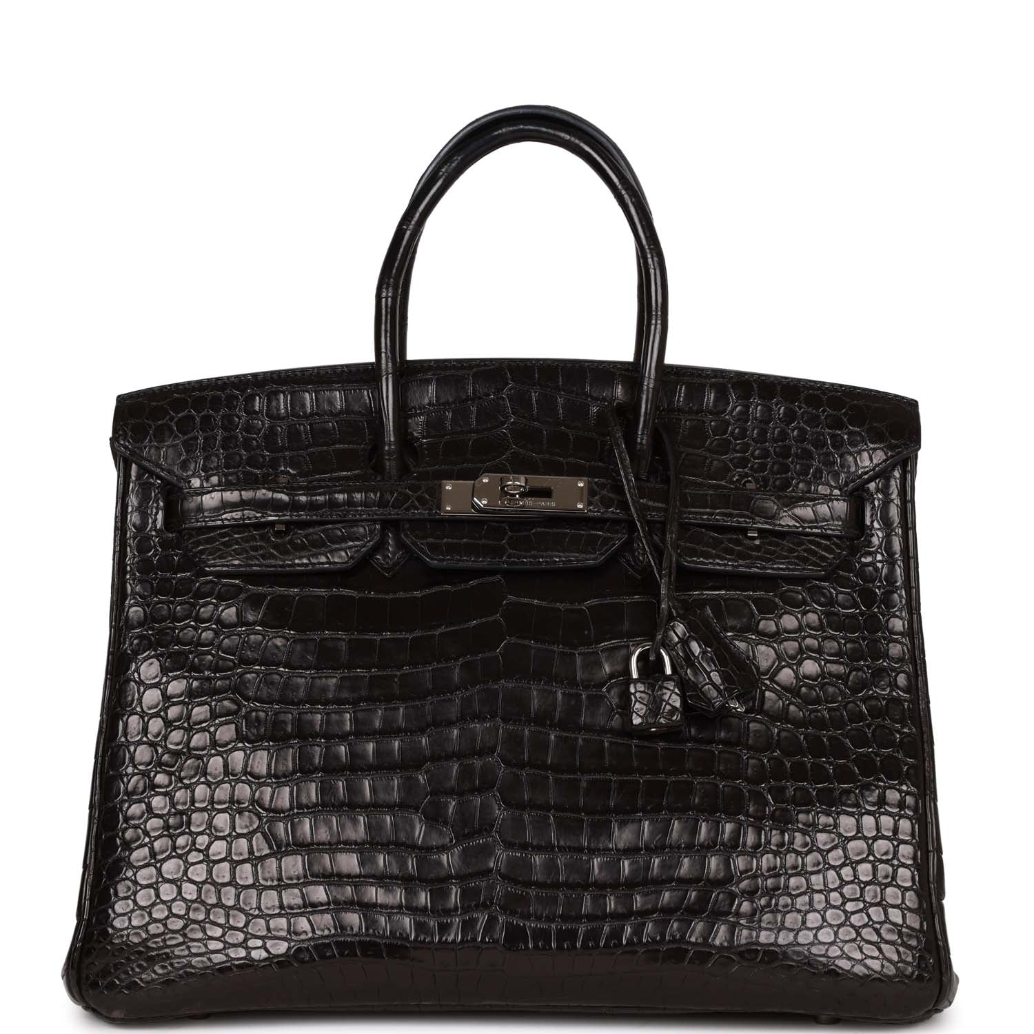 Top Quality Hermes Birkin 35 Black Matte Crocodile Porosus Palladium Hardware
