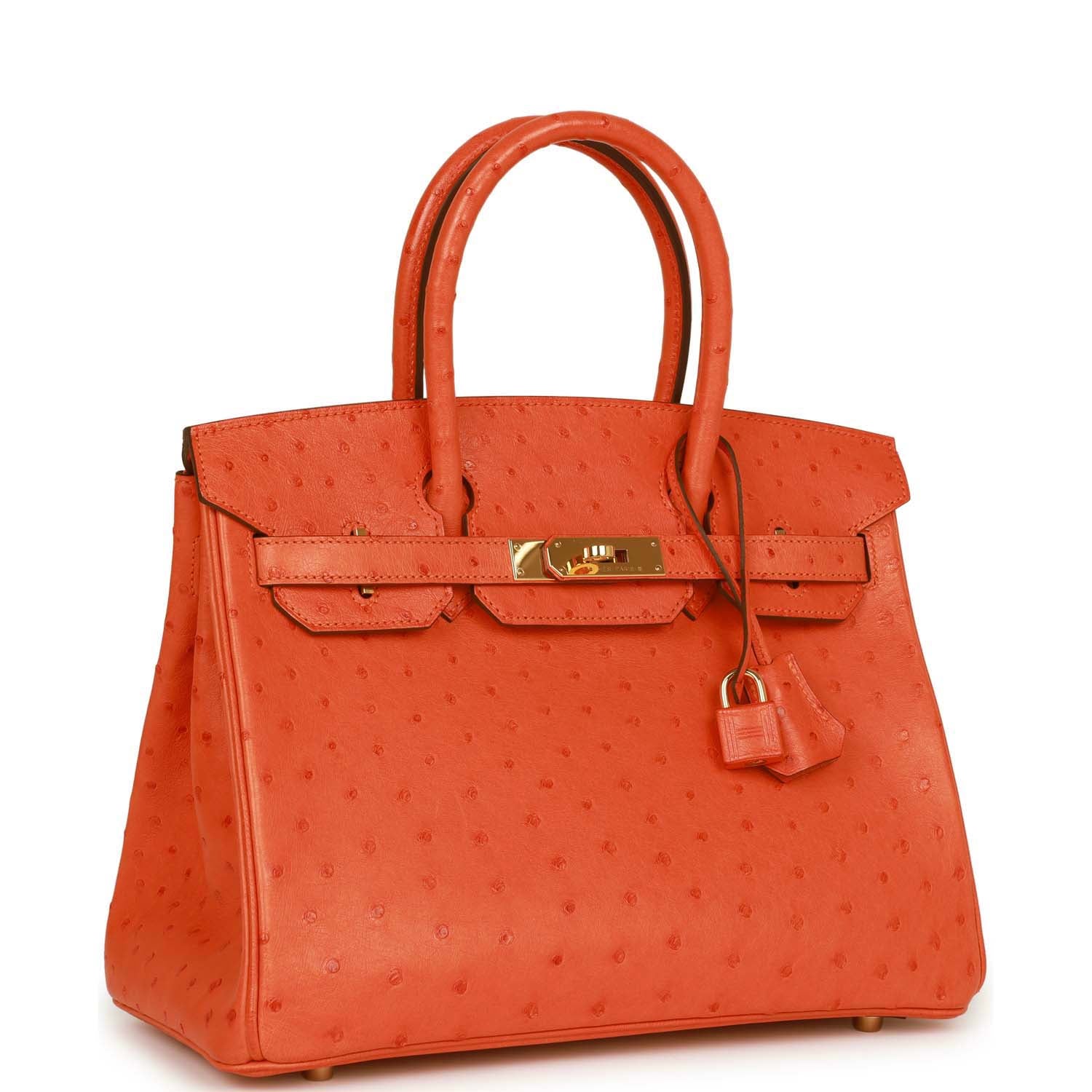 Top Quality Hermes Birkin 30 Tangerine Ostrich Gold Hardware