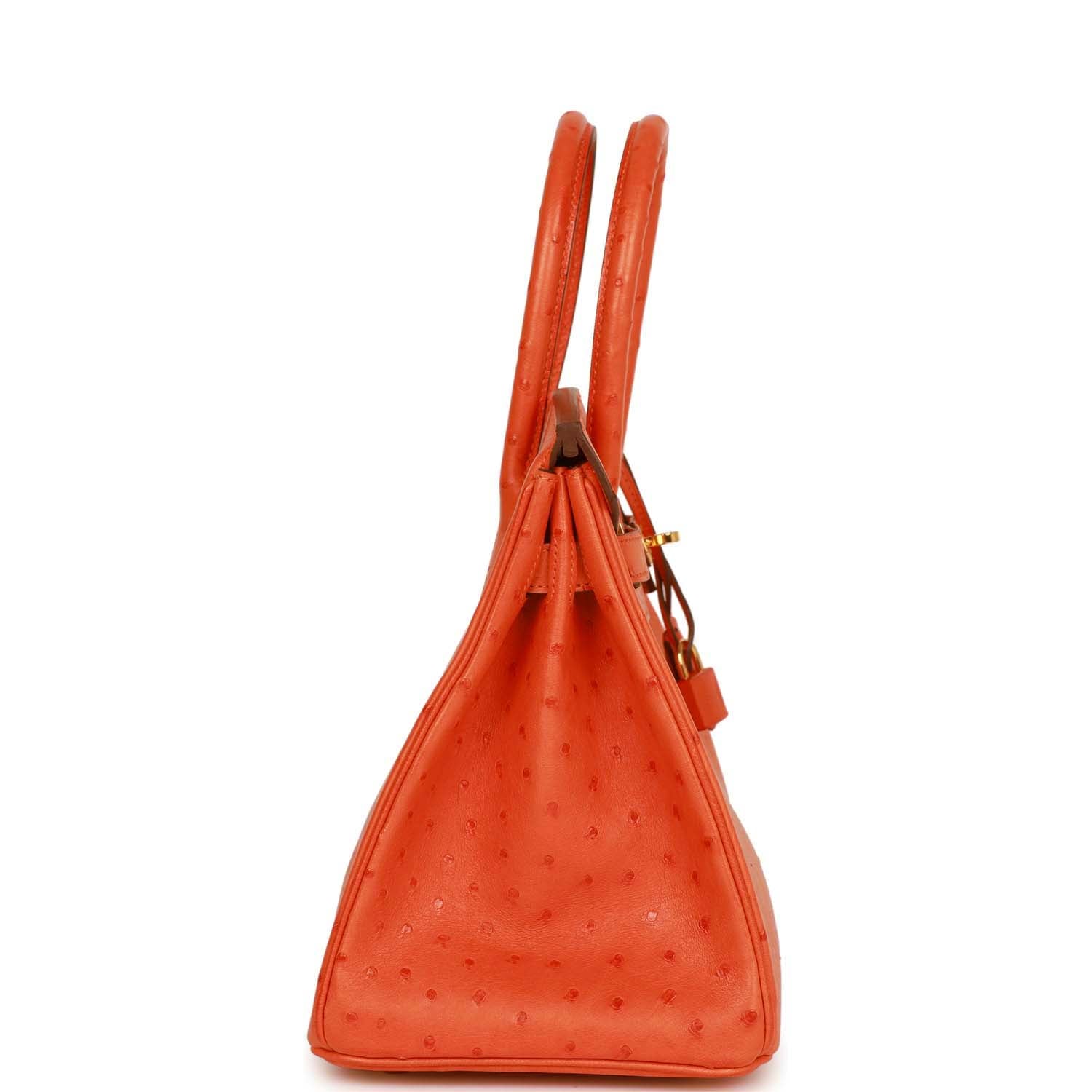 Top Quality Hermes Birkin 30 Tangerine Ostrich Gold Hardware