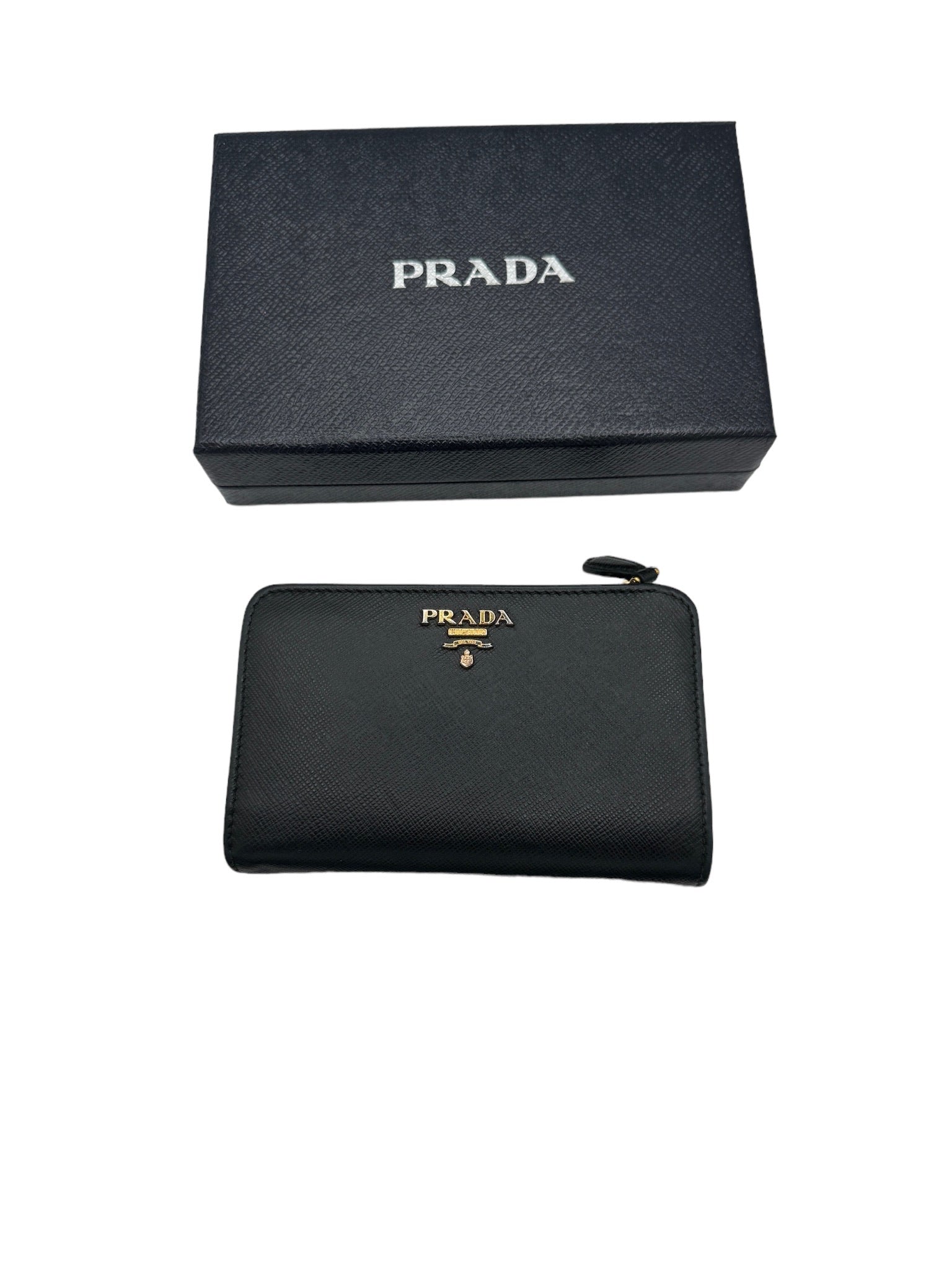 PRADA - Bifold Wallet Black Saffiano Metal Leather