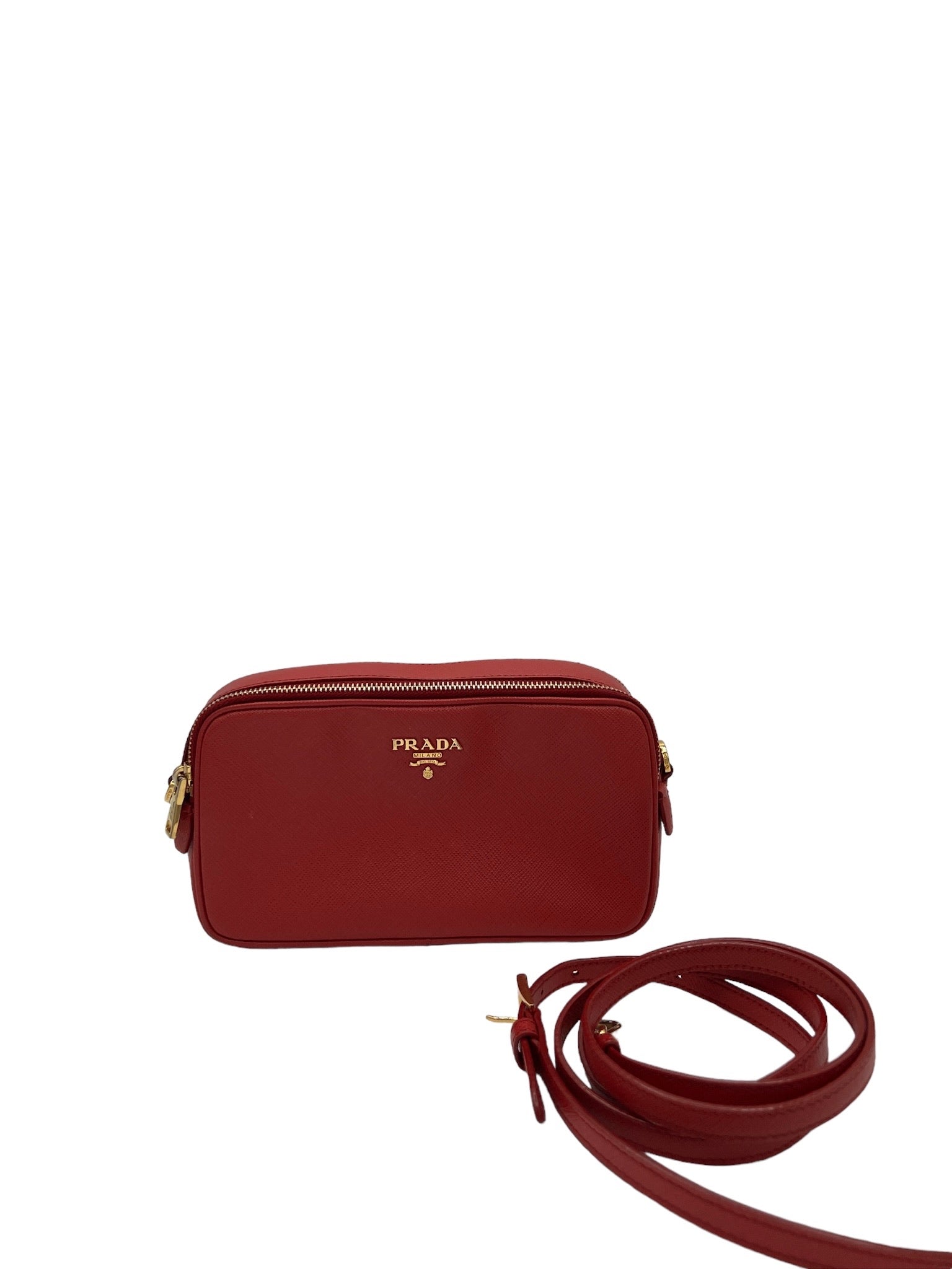 PRADA - Red Leather Crossbody Bag