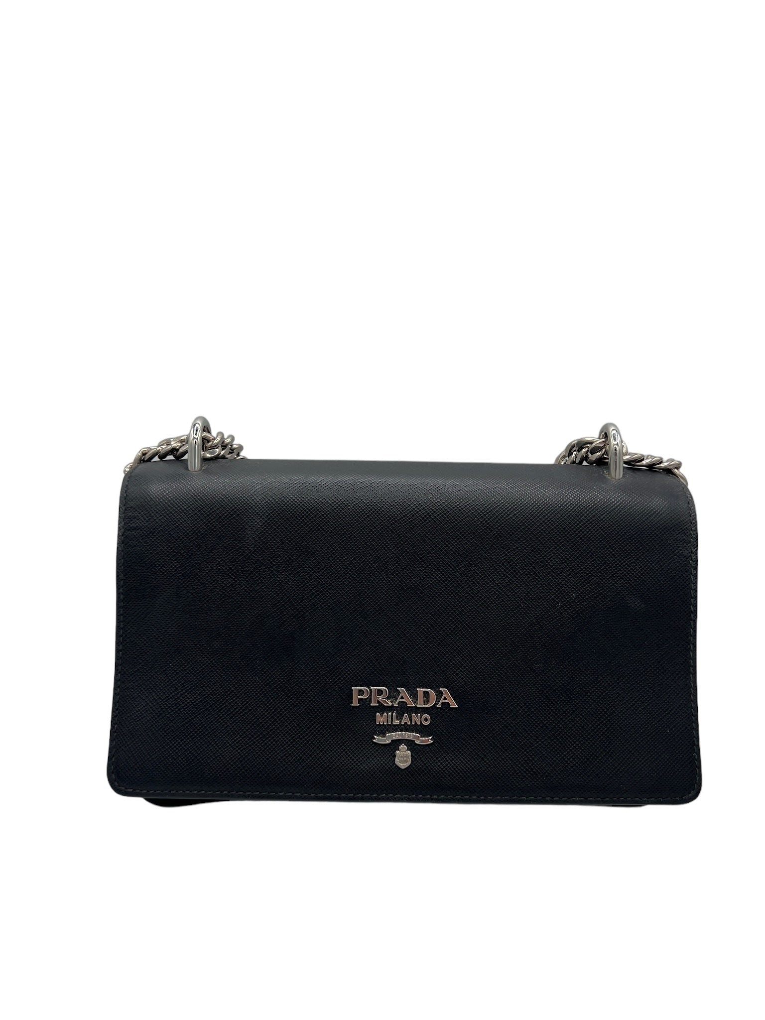 PRADA - Logo Black Nylon Leather Shoulder Bag